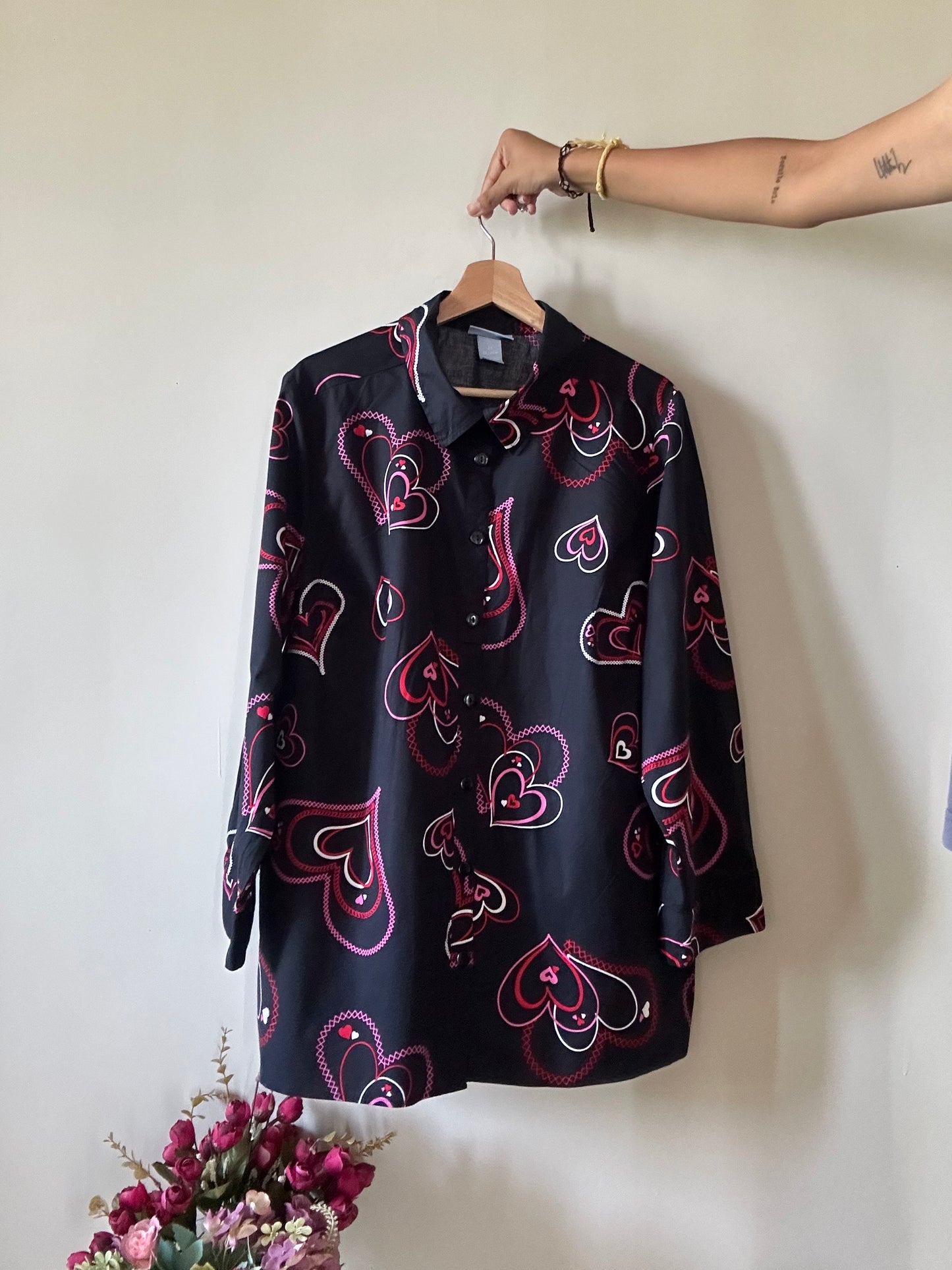 Liz & Me Vintage Hearts Print Shirt