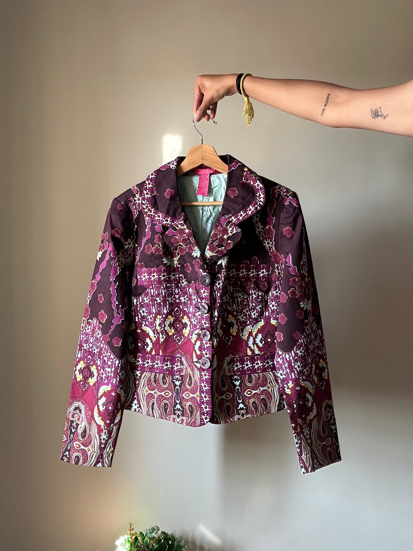 Vintage Thalia Sodi All Abstract Printed Blazer Style Shaket