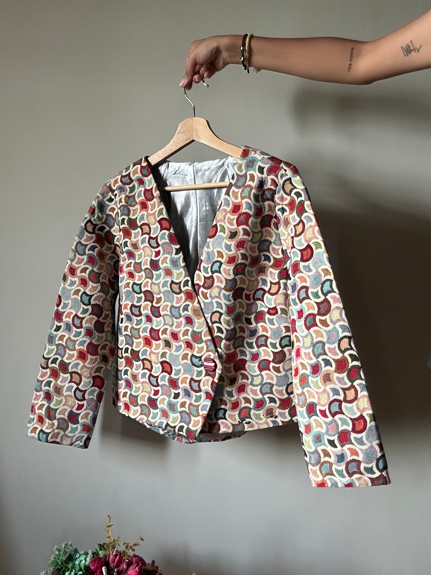 Vintage Abstract 90s Pattern Weaved Blazer