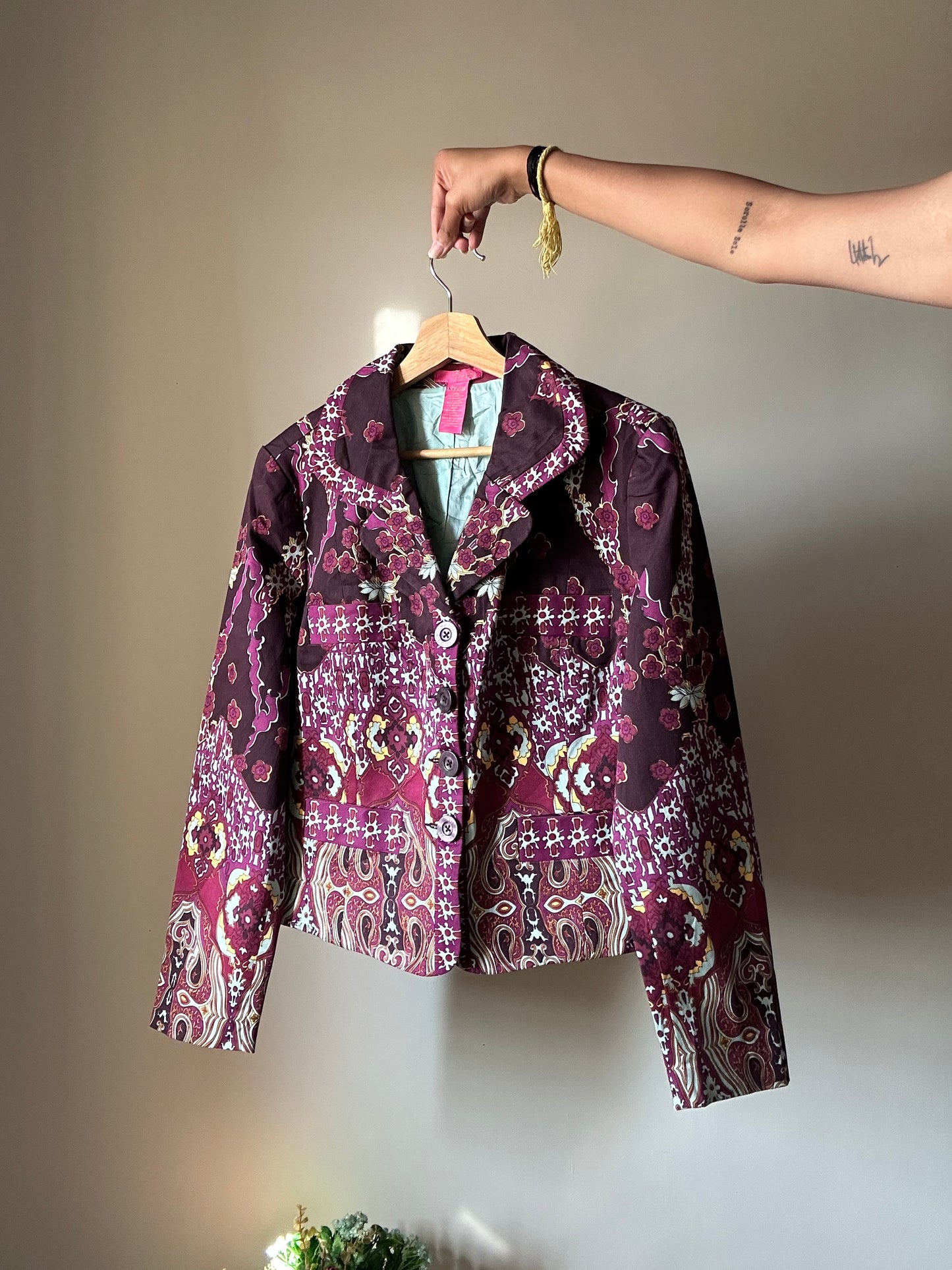 Vintage Thalia Sodi All Abstract Printed Blazer Style Shaket