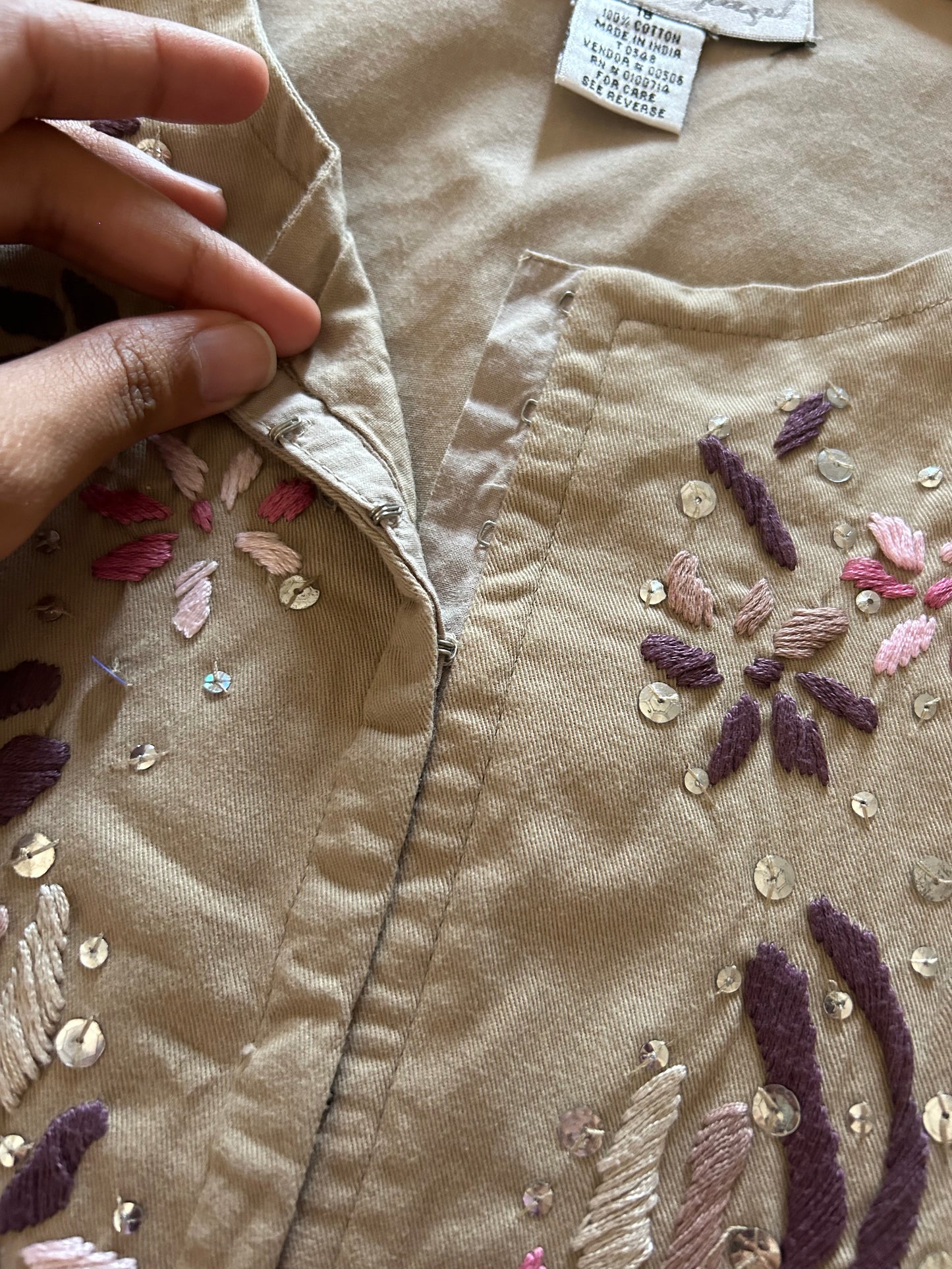 Vintage Embroidered Shaket In Brown