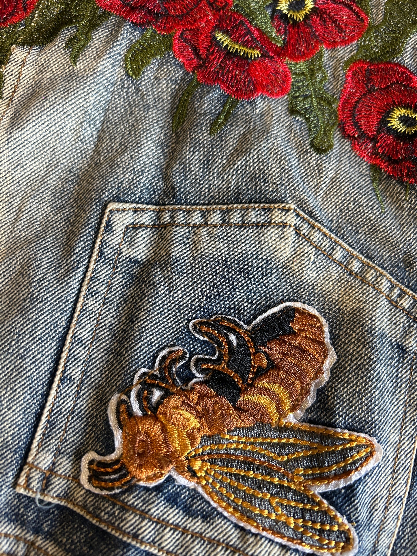 All Embroidered Denim Skirt