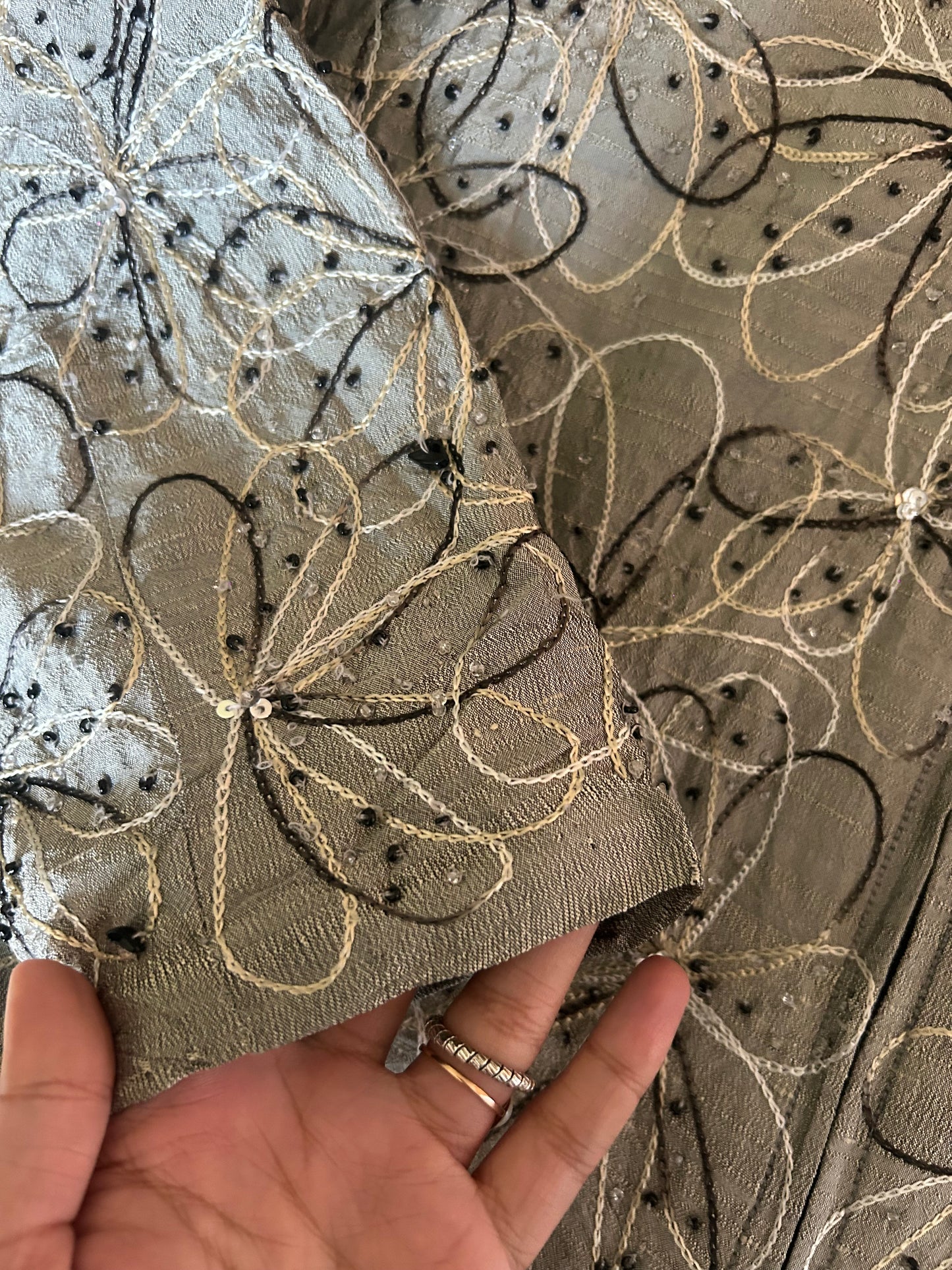 Anage Vintage All Beaded and Embroidered Silk Shaket