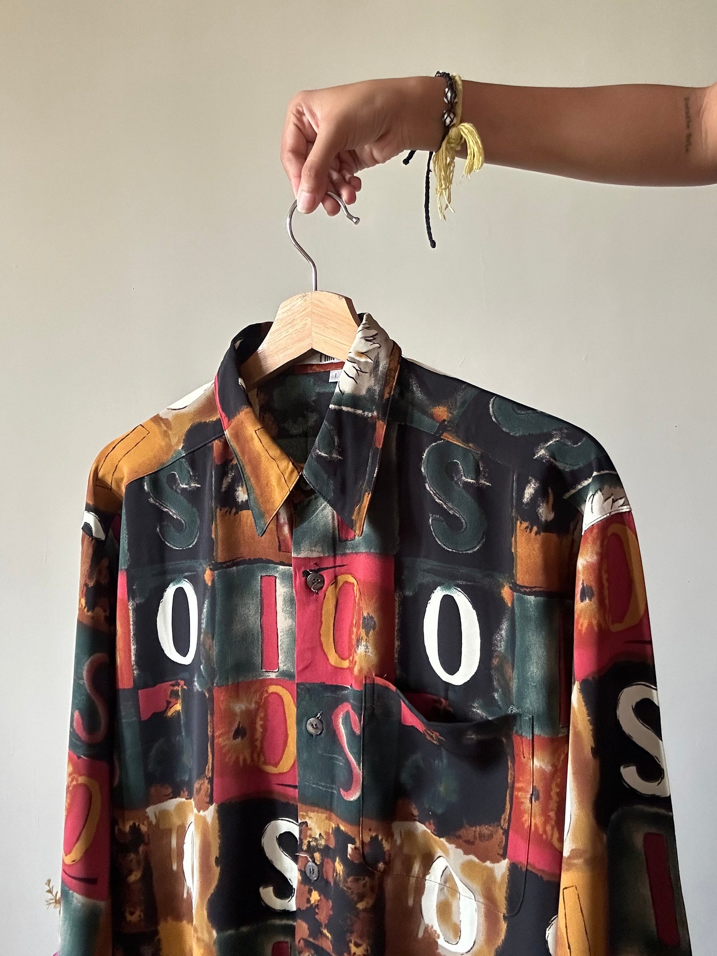 Vintage Abstract Alphabet Print Shirt