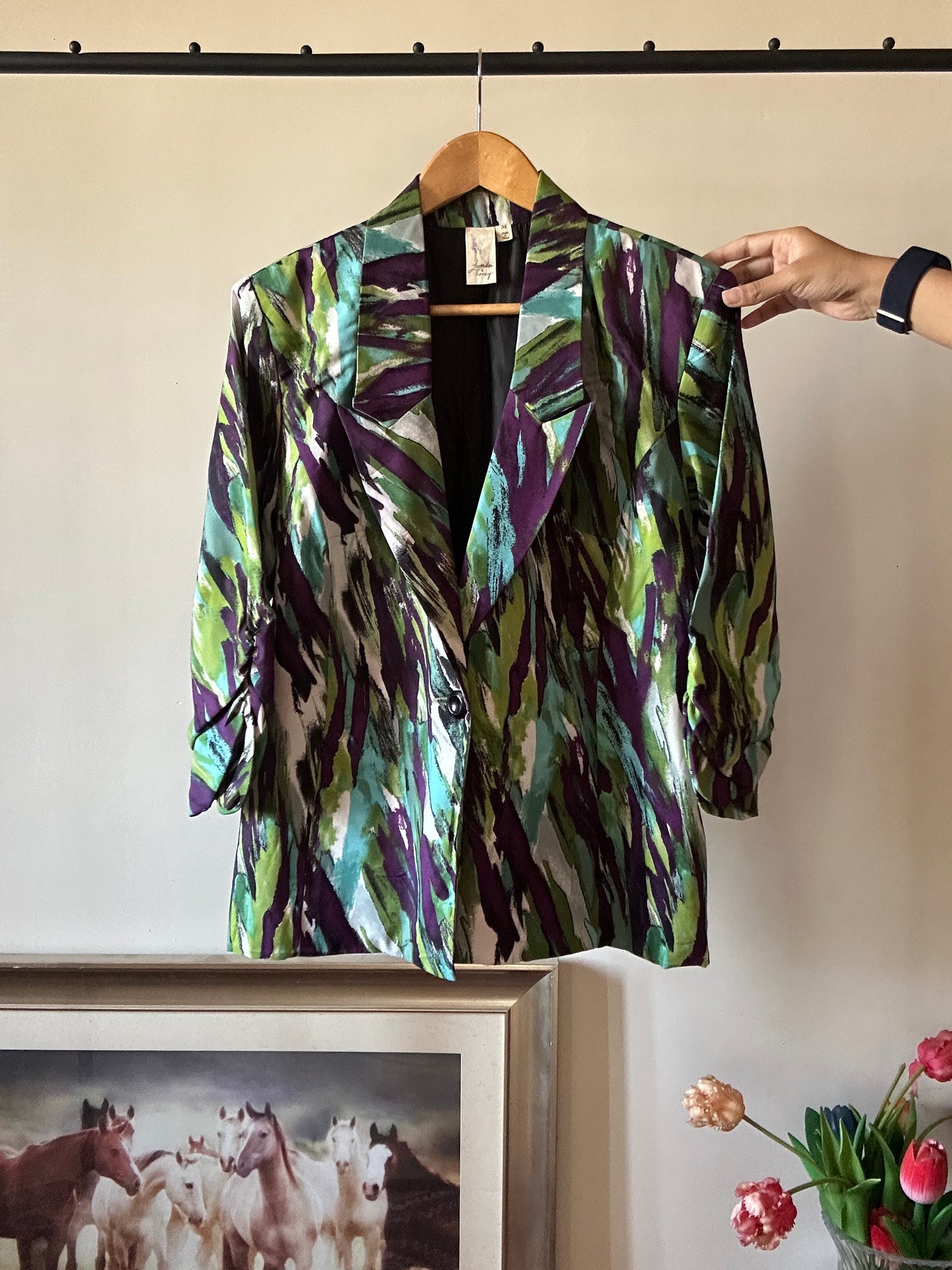 Lavender & Honey Vintage Blazer With Rushed Sleeves