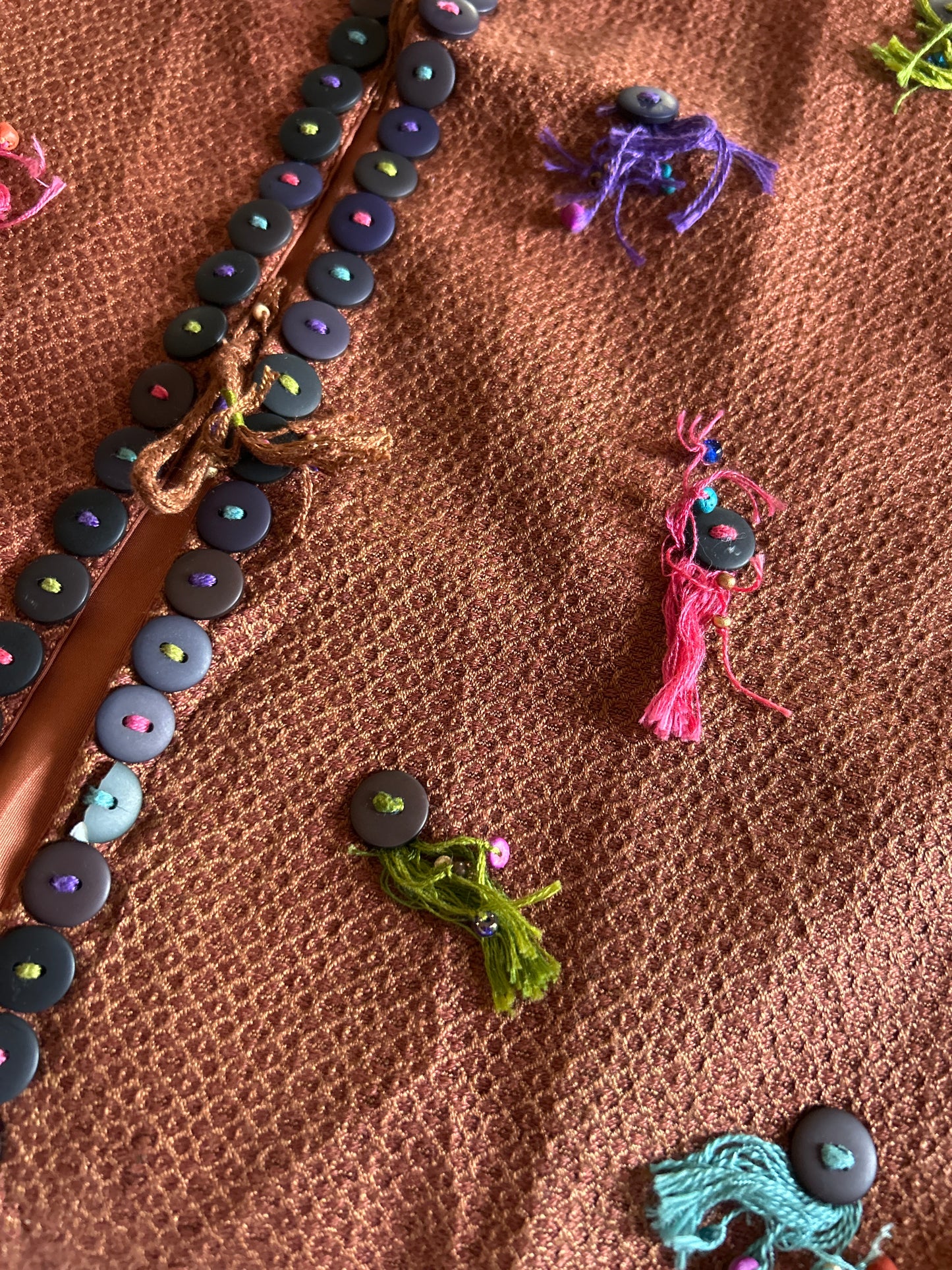 Buttoned Embroidered Vintage Vest