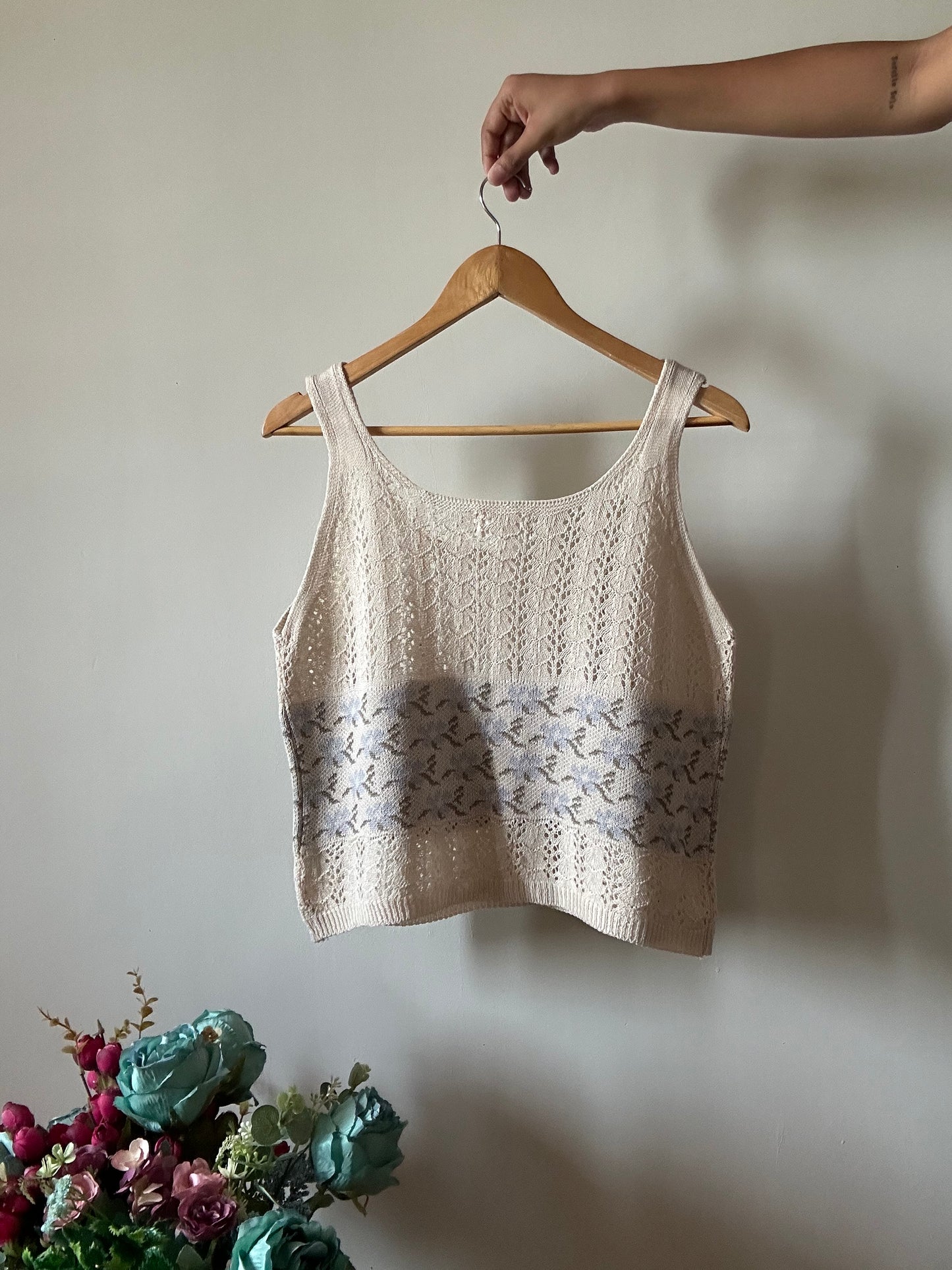 Pigment Vintage Floral Crochet Top