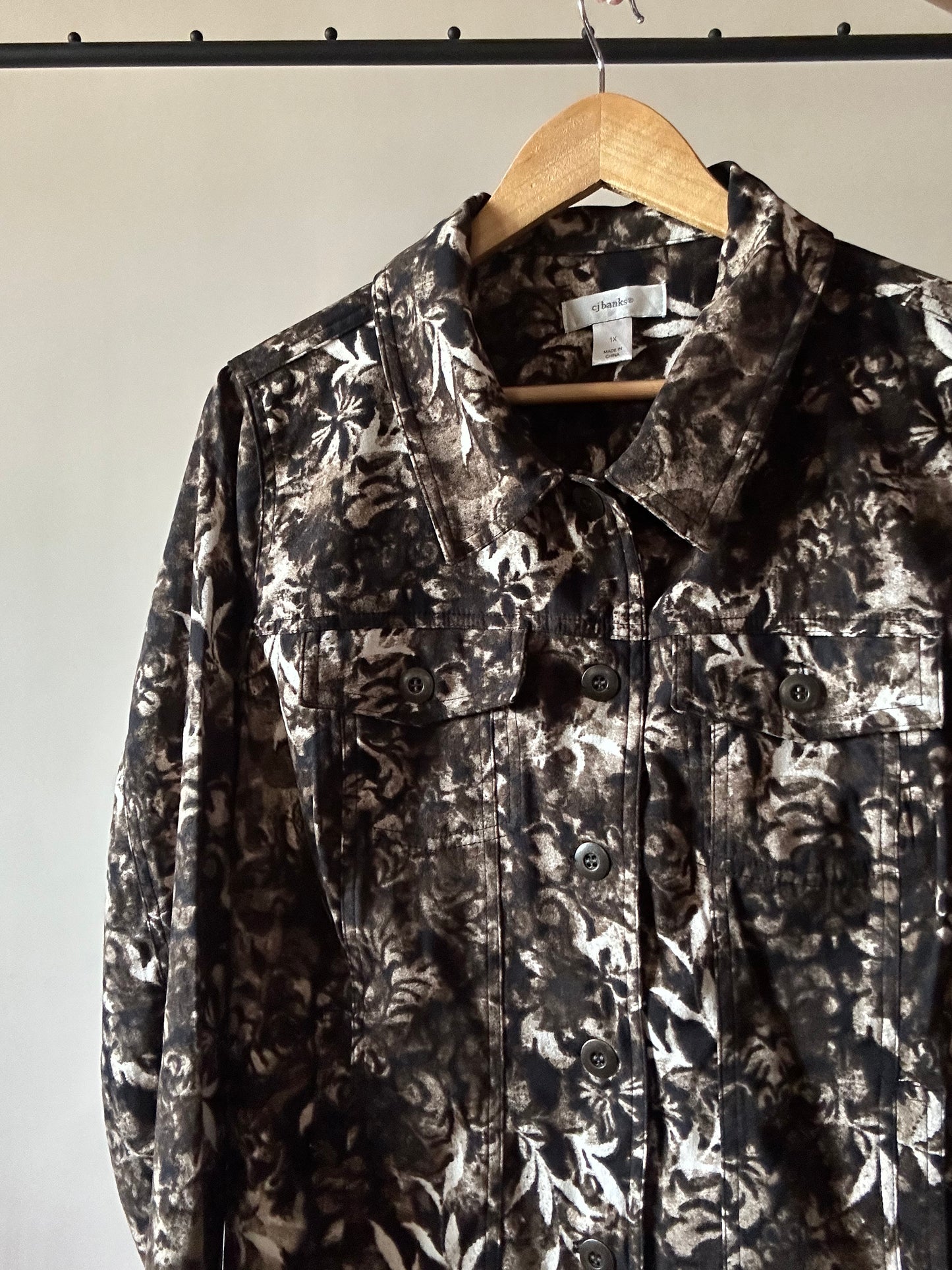 Abstract Print Vintage Suede Shirt