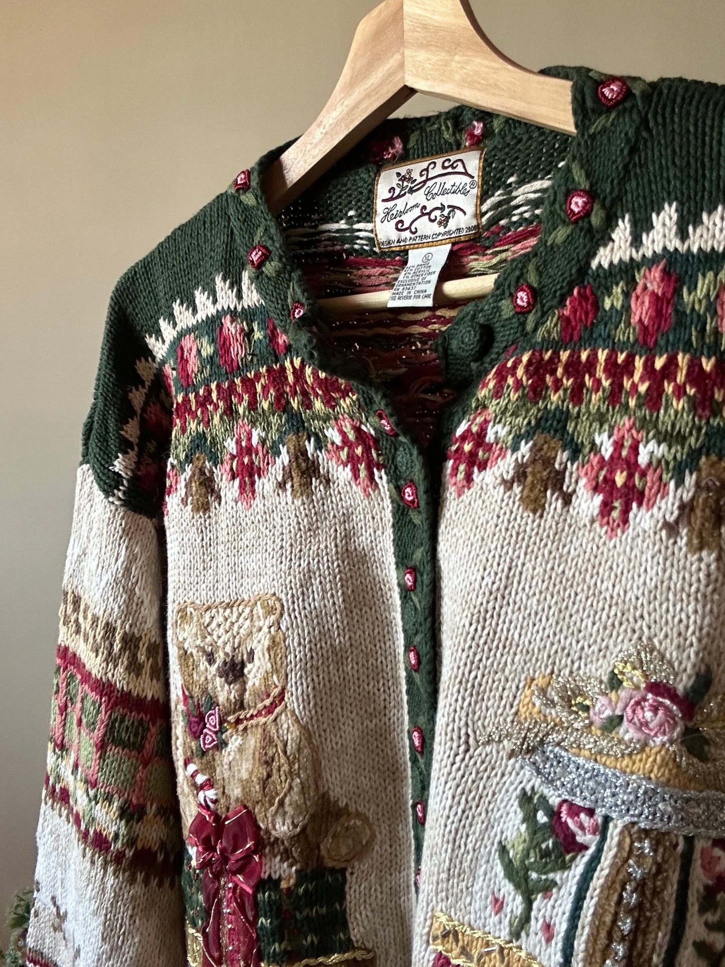 Vintage Heirloom Collectables Happy Gift Knit Cardigan