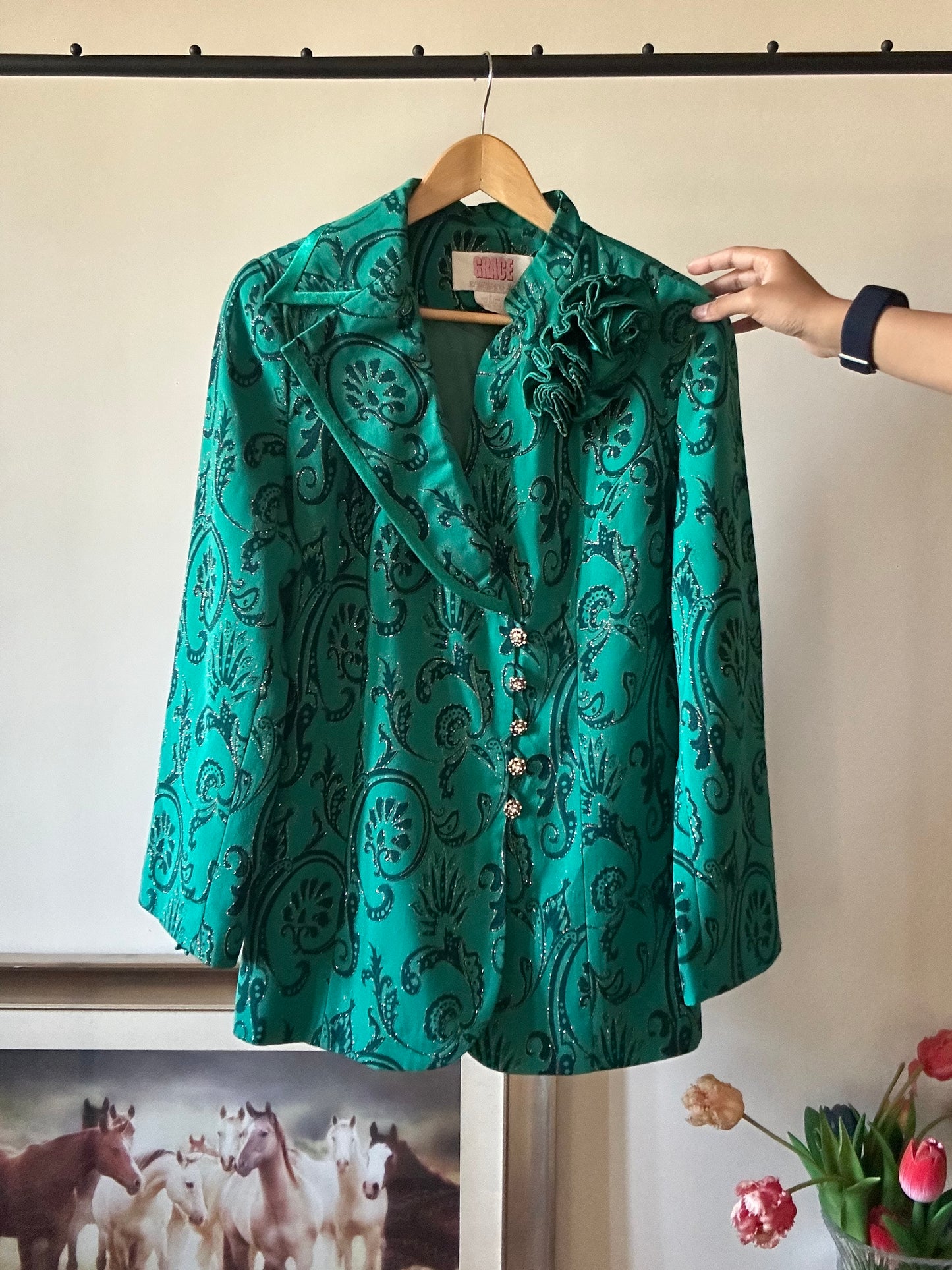 Grace Vintage Asymmetrical Collar Blazer