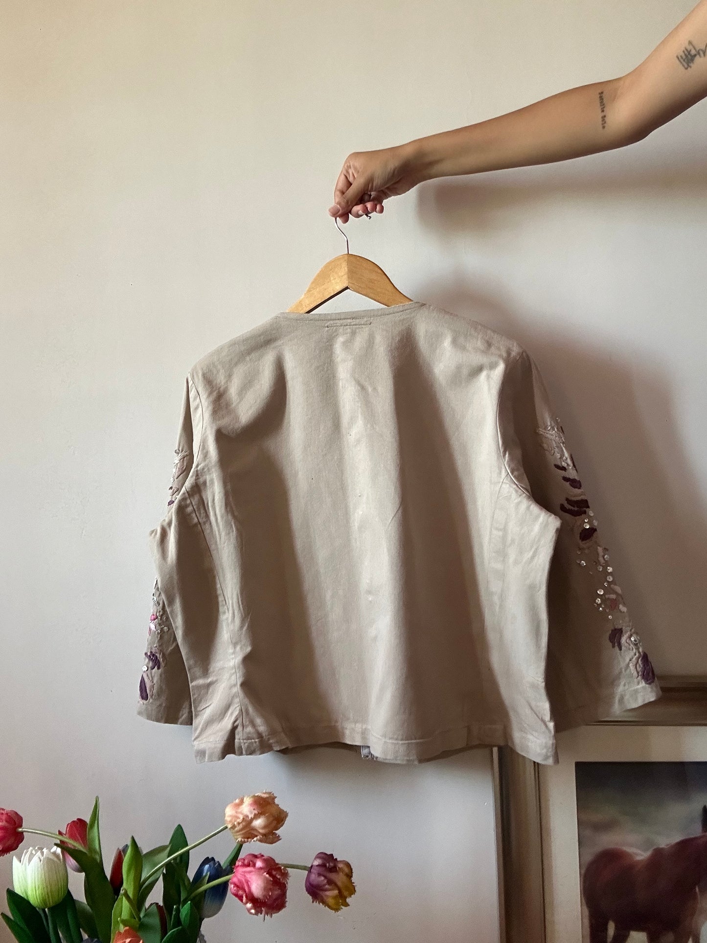 Vintage Embroidered Shaket In Brown