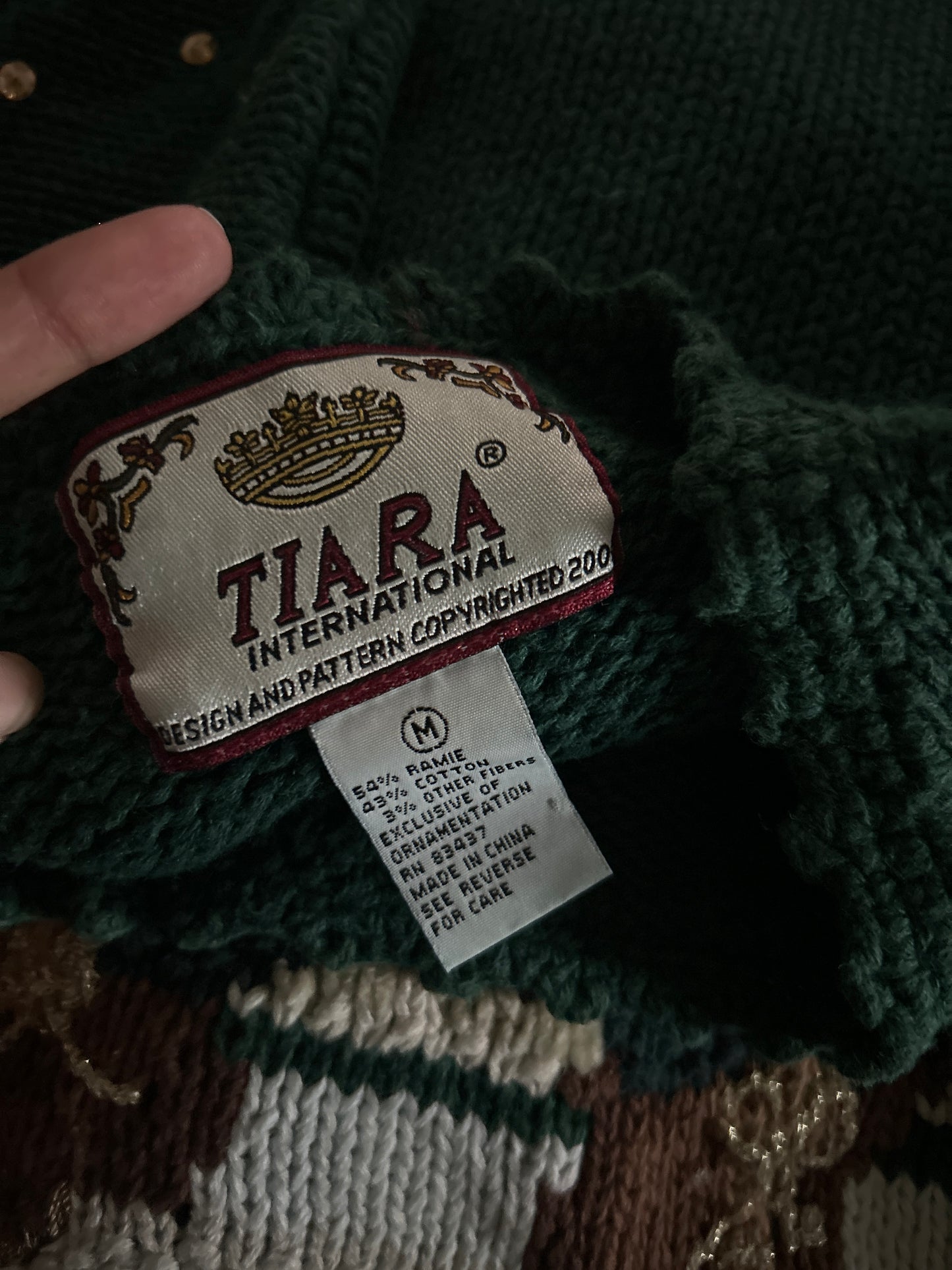 Tiara Vintage Santa Beaded and Embroidered Pullover