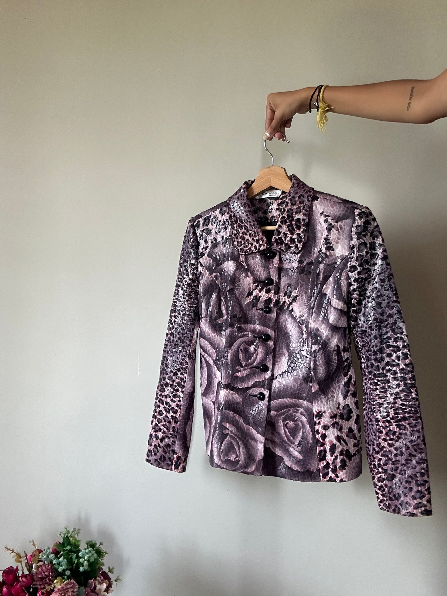 Q-Cadena Italy Vintage Faux Leather Blazer