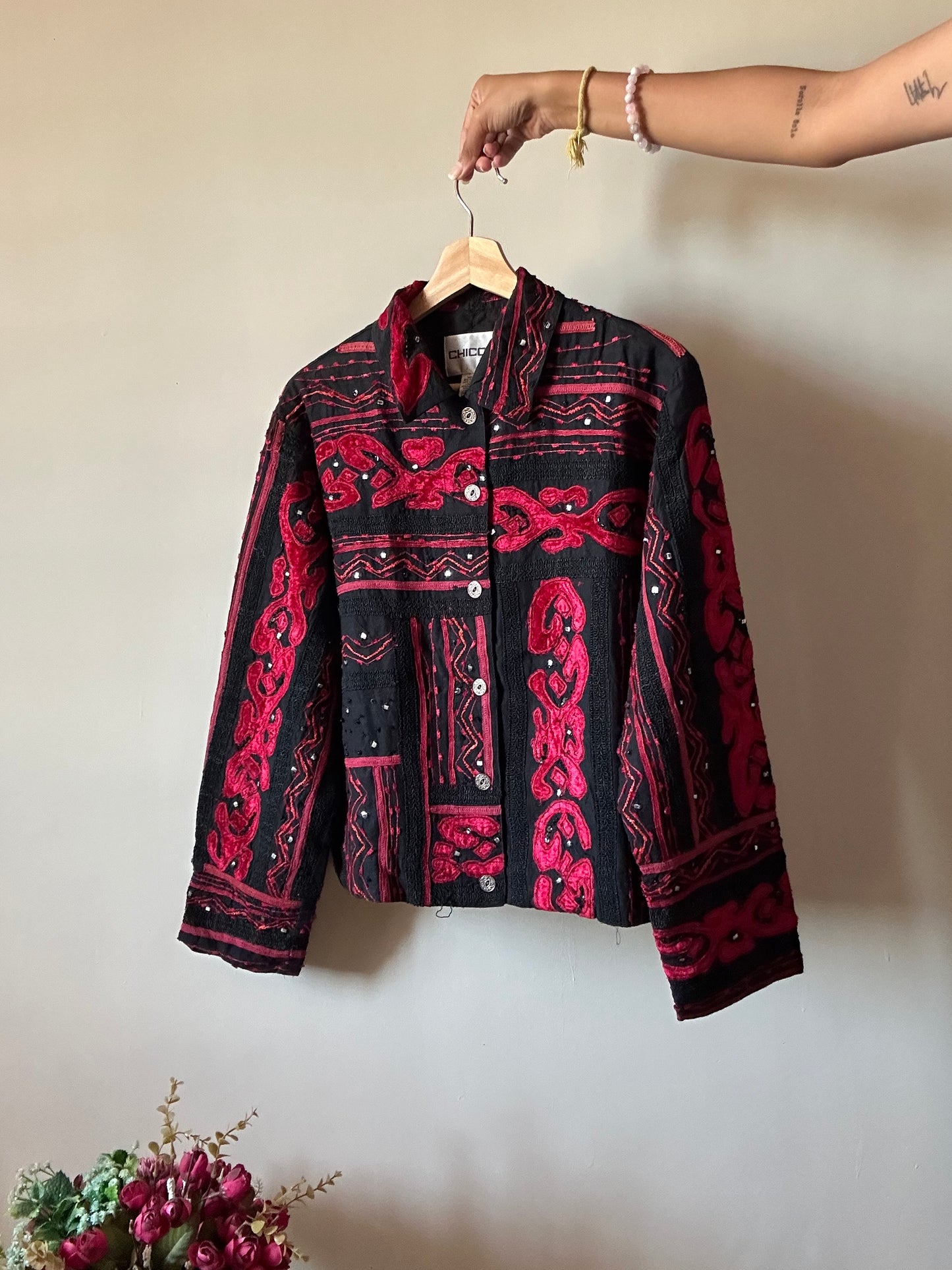 Chico’s Vintage All Beaded and Embroidered Shaket