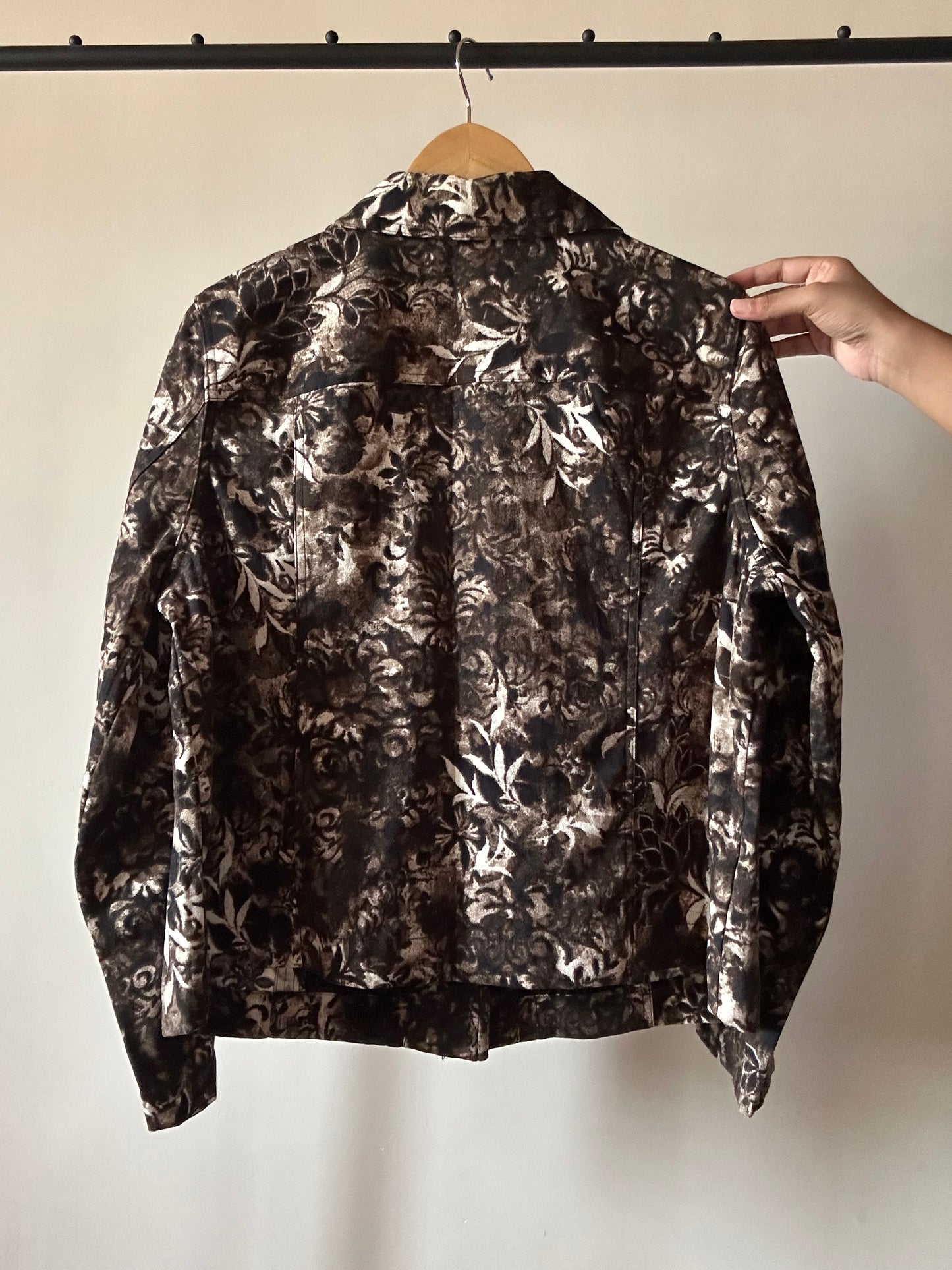 Abstract Print Vintage Suede Shirt