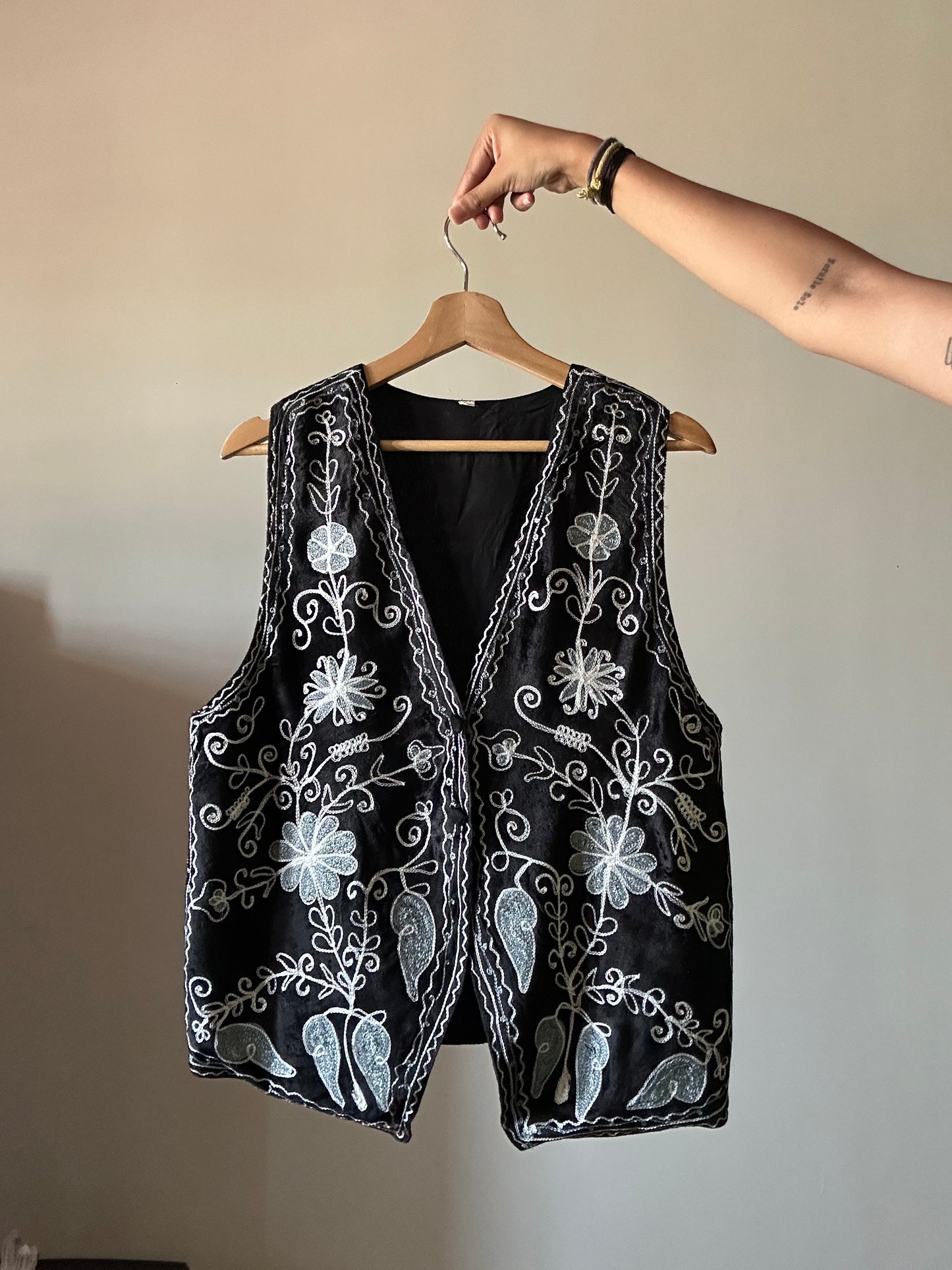 Vintage Black Embroidered Vest