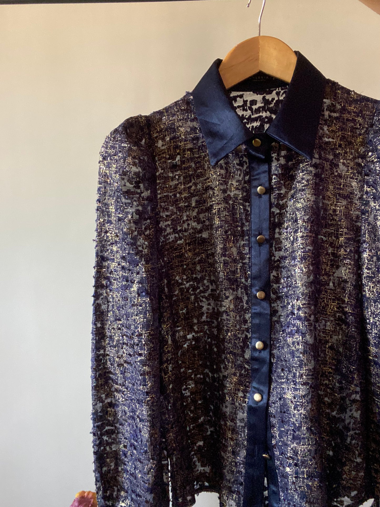 Cherrya Satin Detail Semi Sheer Vintage Shirt