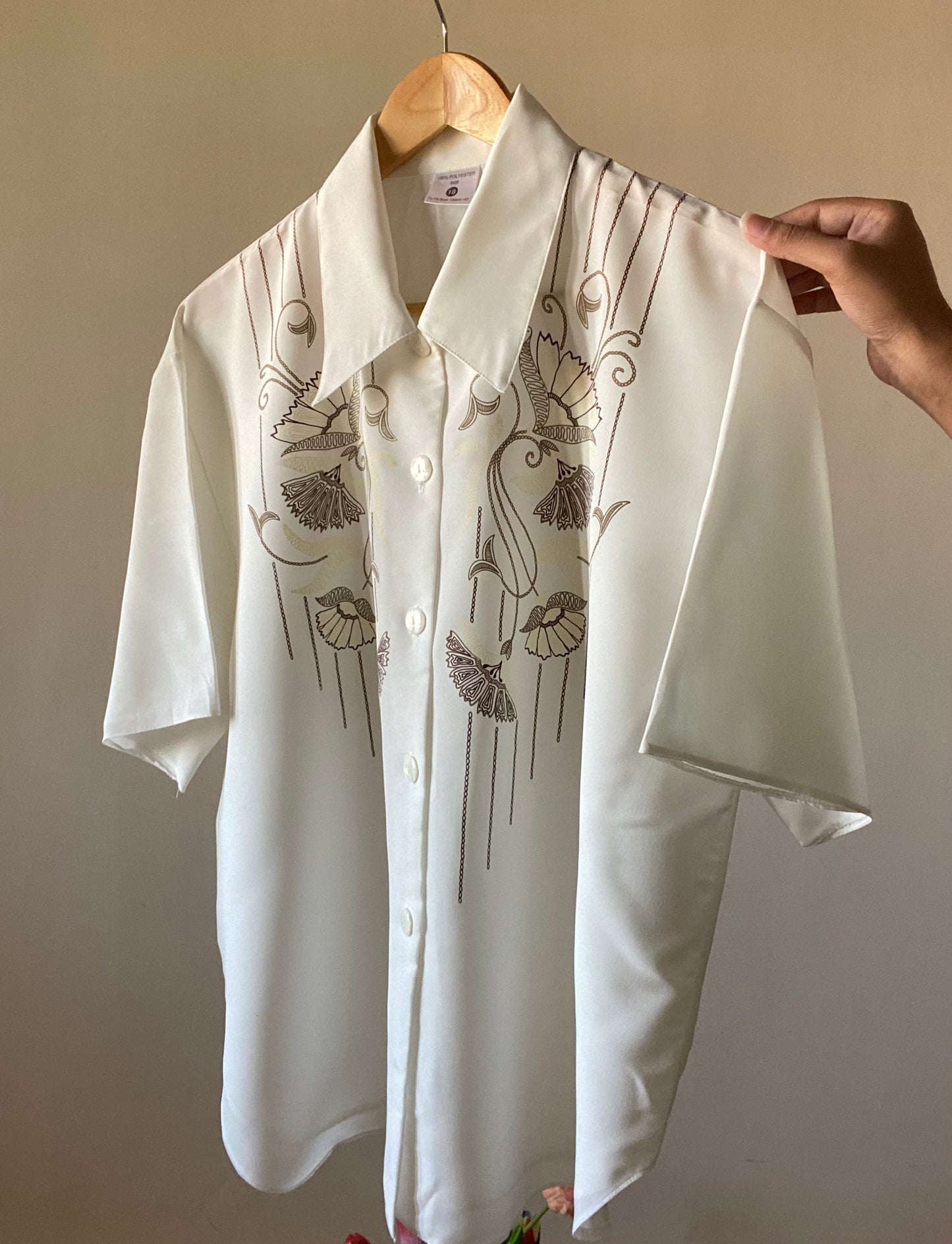 White Abstract Print Shirt