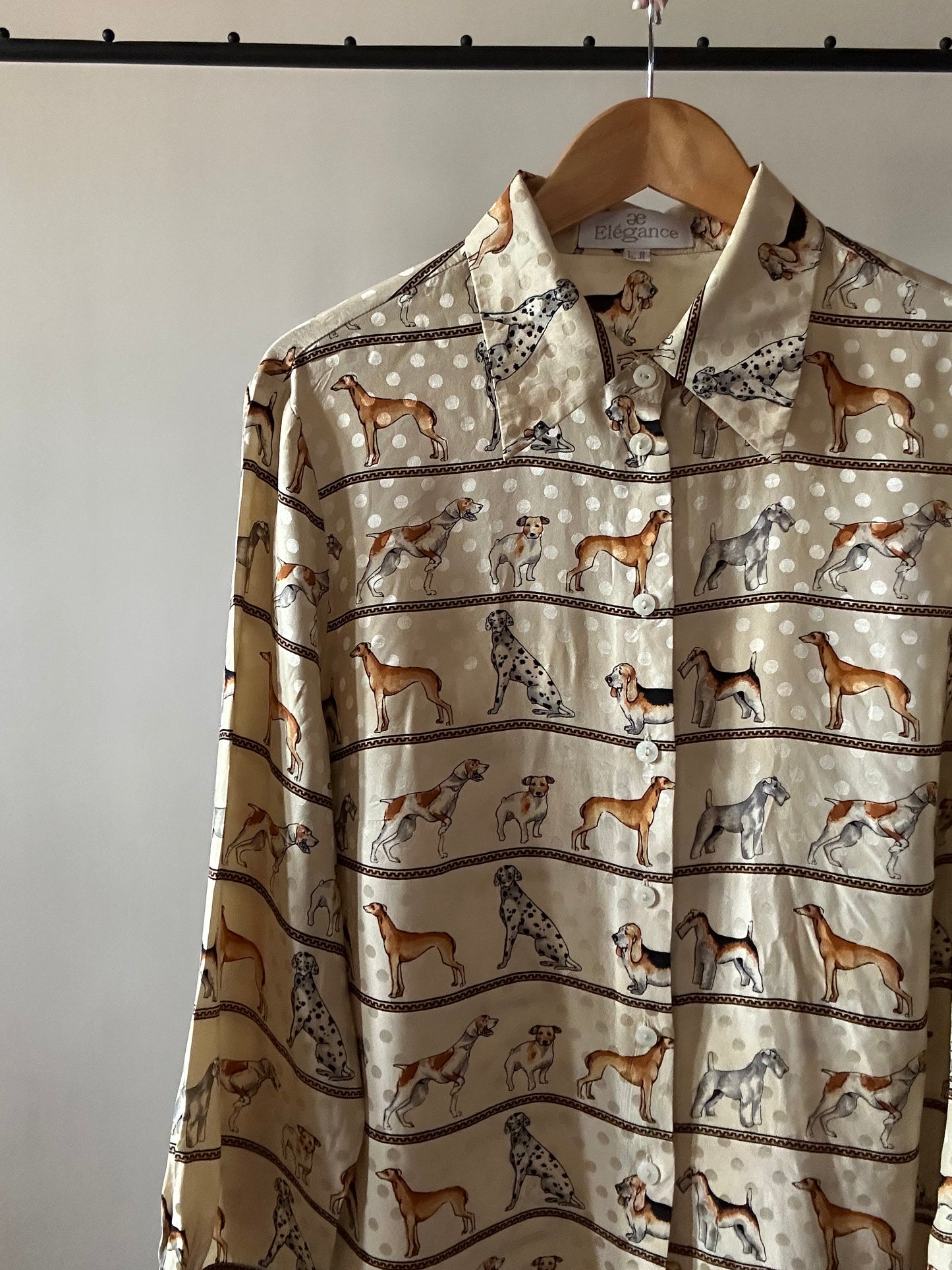 Vintage Doggu Print Silk Shirt