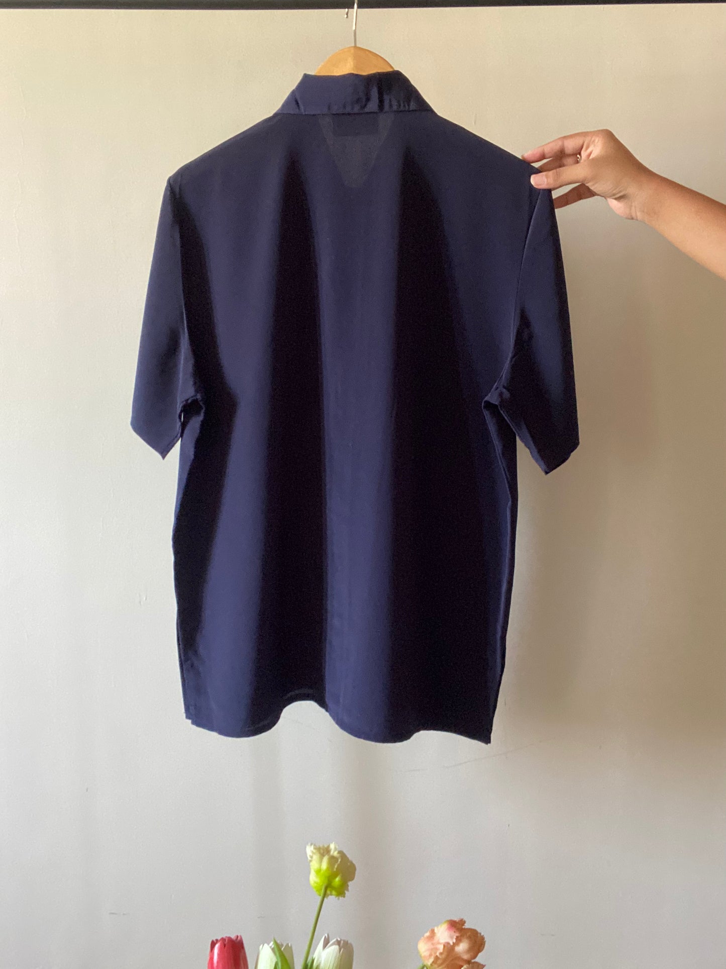 Bead Worked and Embroidered Neckline Detail Vintage Shirt