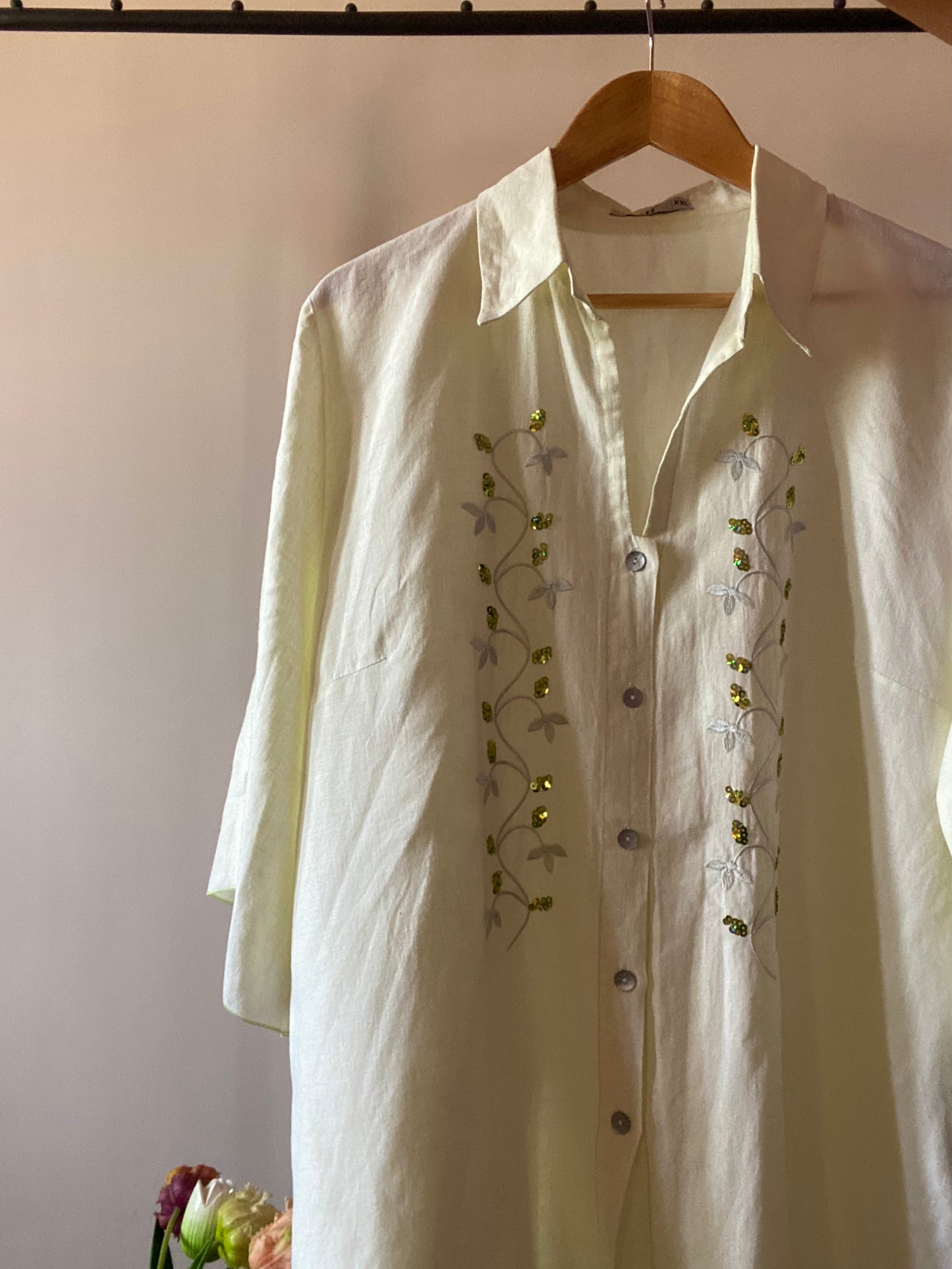 Vintage Linen Shirt With Embroidery