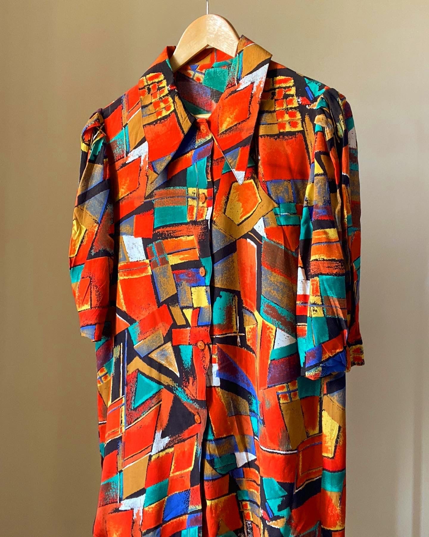 Geometric Multi Print Vintage Shirt