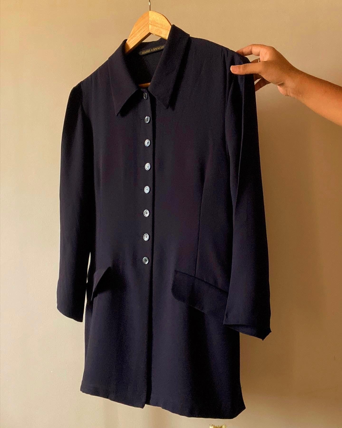 Blue Blazer Style Vintage Shirt By Marks & Spencer
