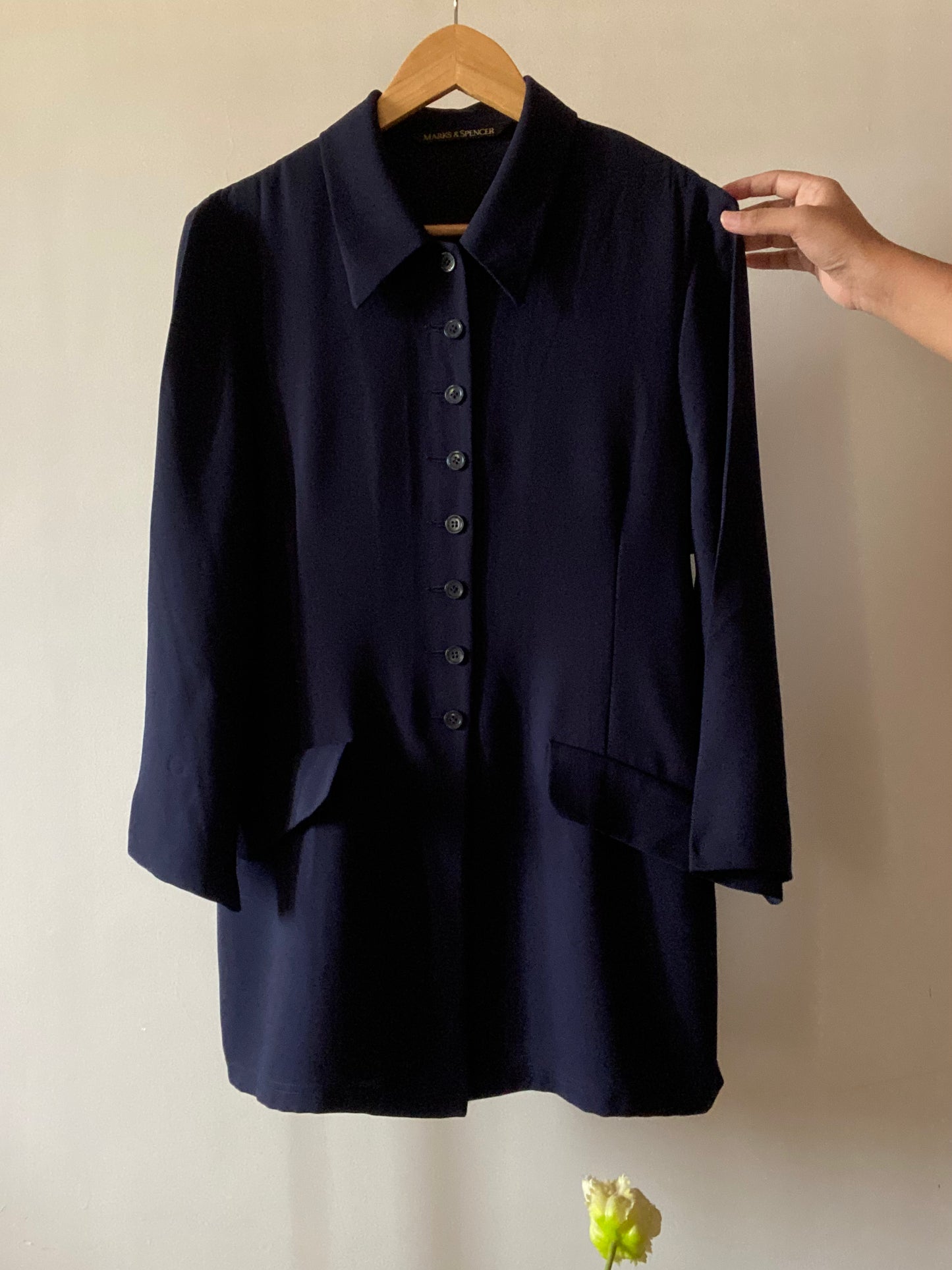 Blue Blazer Style Vintage Shirt By Marks & Spencer