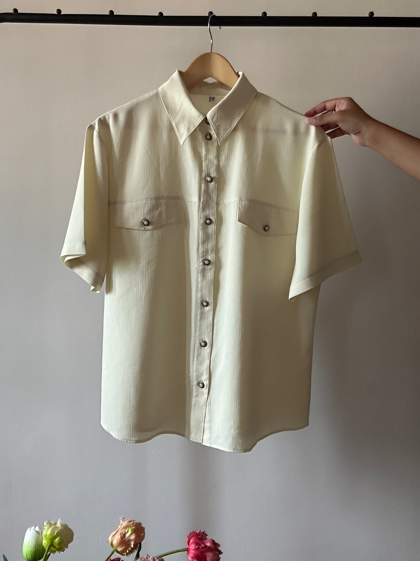 Textured Vintage Shirt With Antique Buttons