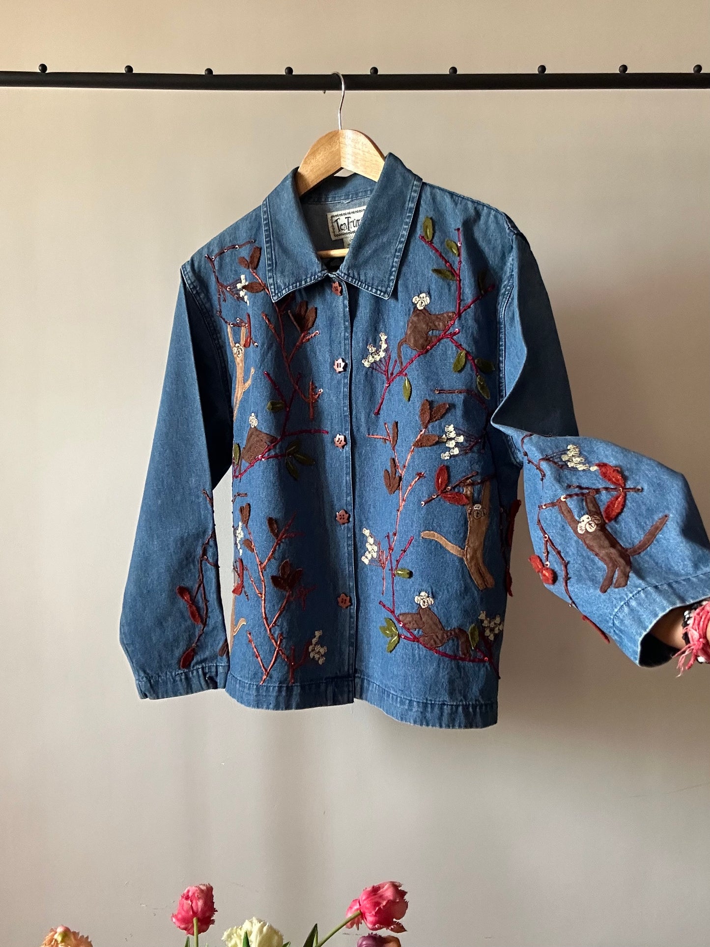 Vintage TanTrum Monkey Inspired Embroidery Denim Shaket