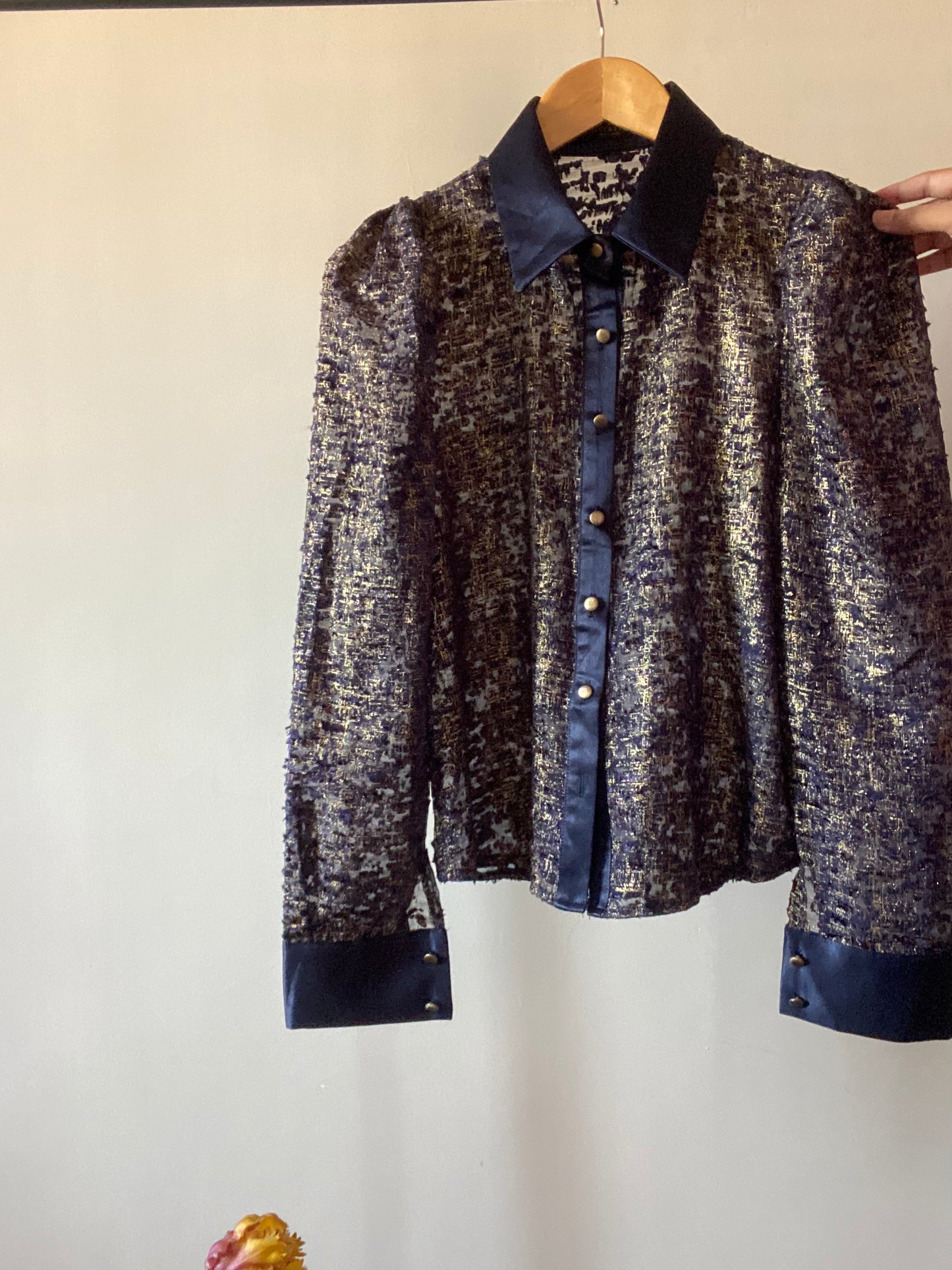 Cherrya Satin Detail Semi Sheer Vintage Shirt
