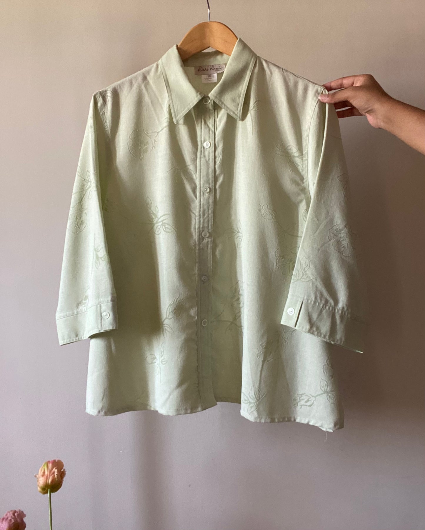 Floral Mesh Detail Vintage Shirt