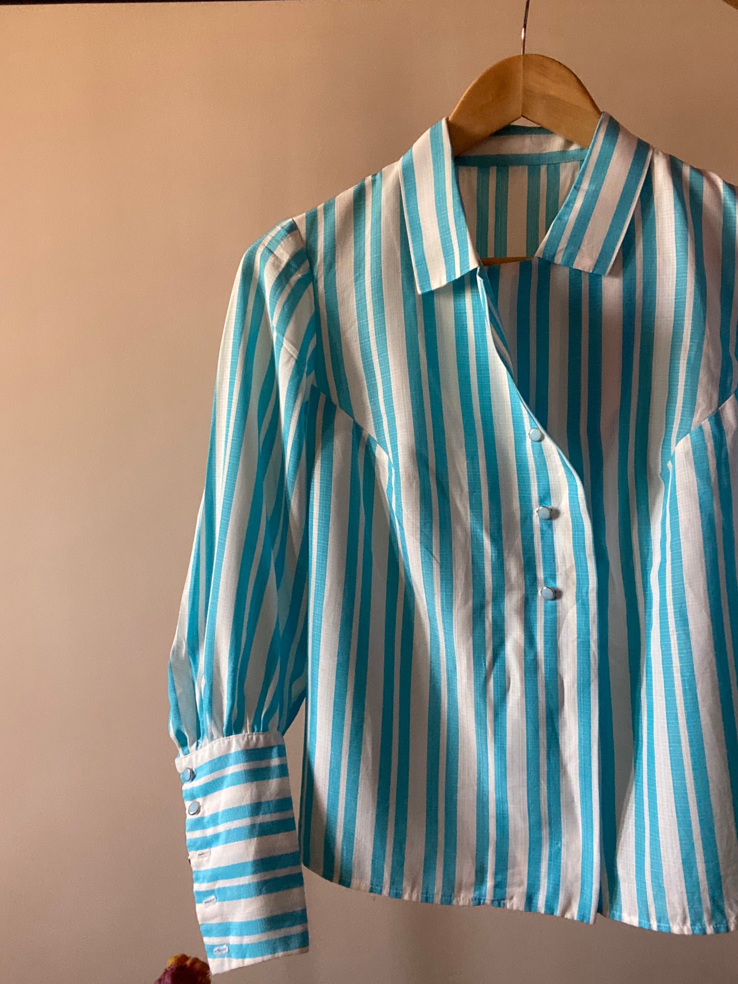 Vintage Striped Shirt With Puff Sleeves