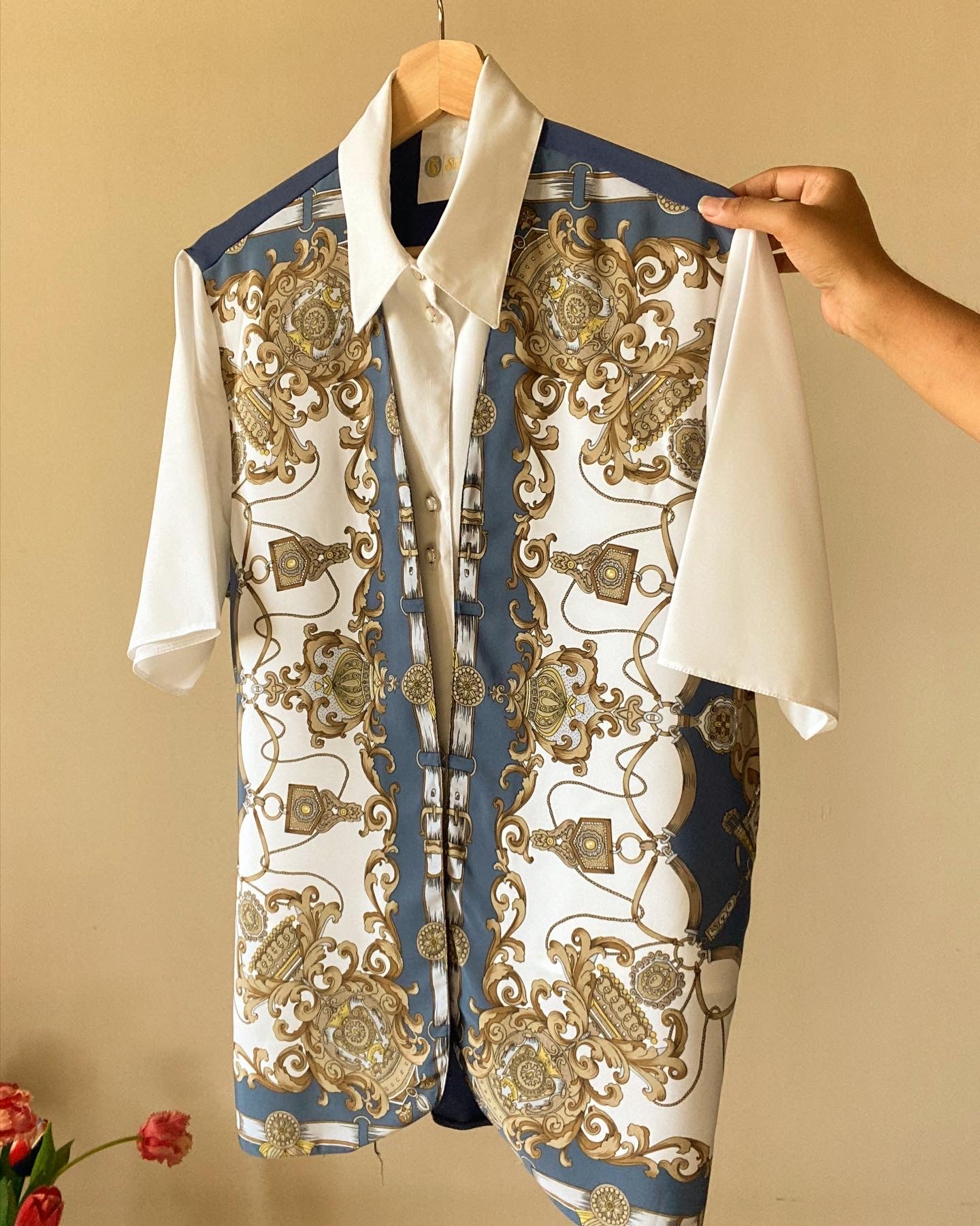 Baroque Print Layered Vintage Shirt