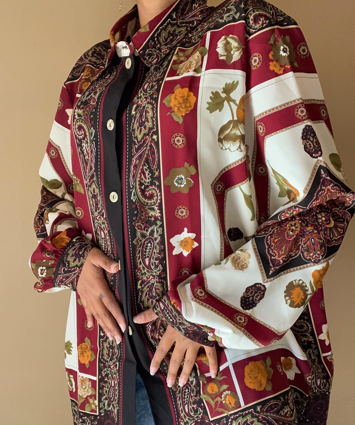 Vintage Baroque Print Shirt