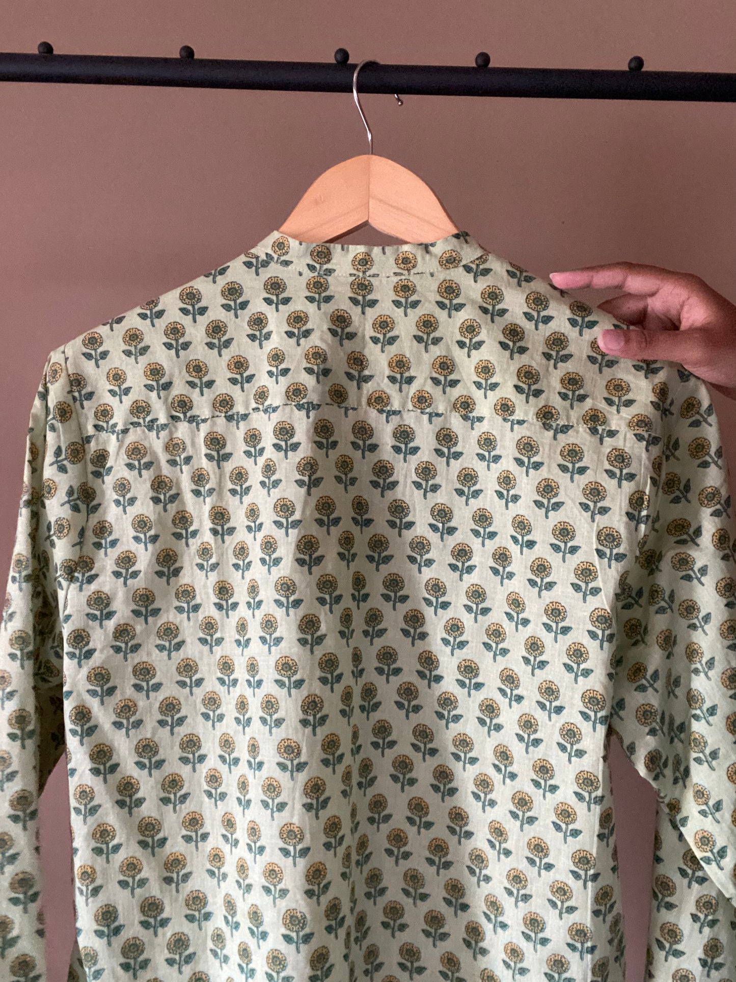 Green Sunflower Print Shirt