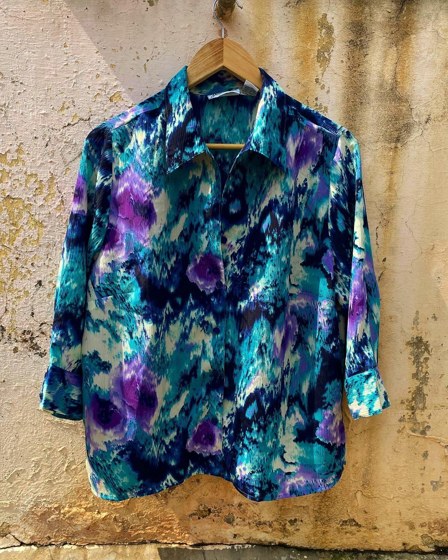 Abstract Colour Splash Print Vintage Shirt