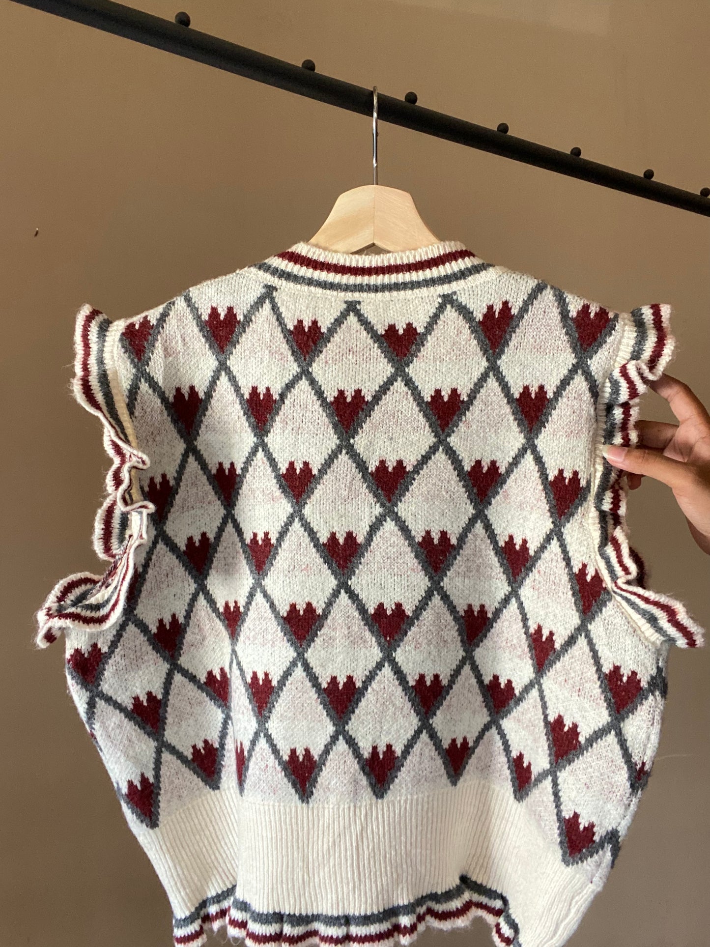 Ruffle Detailed Vintage Sweater Vest