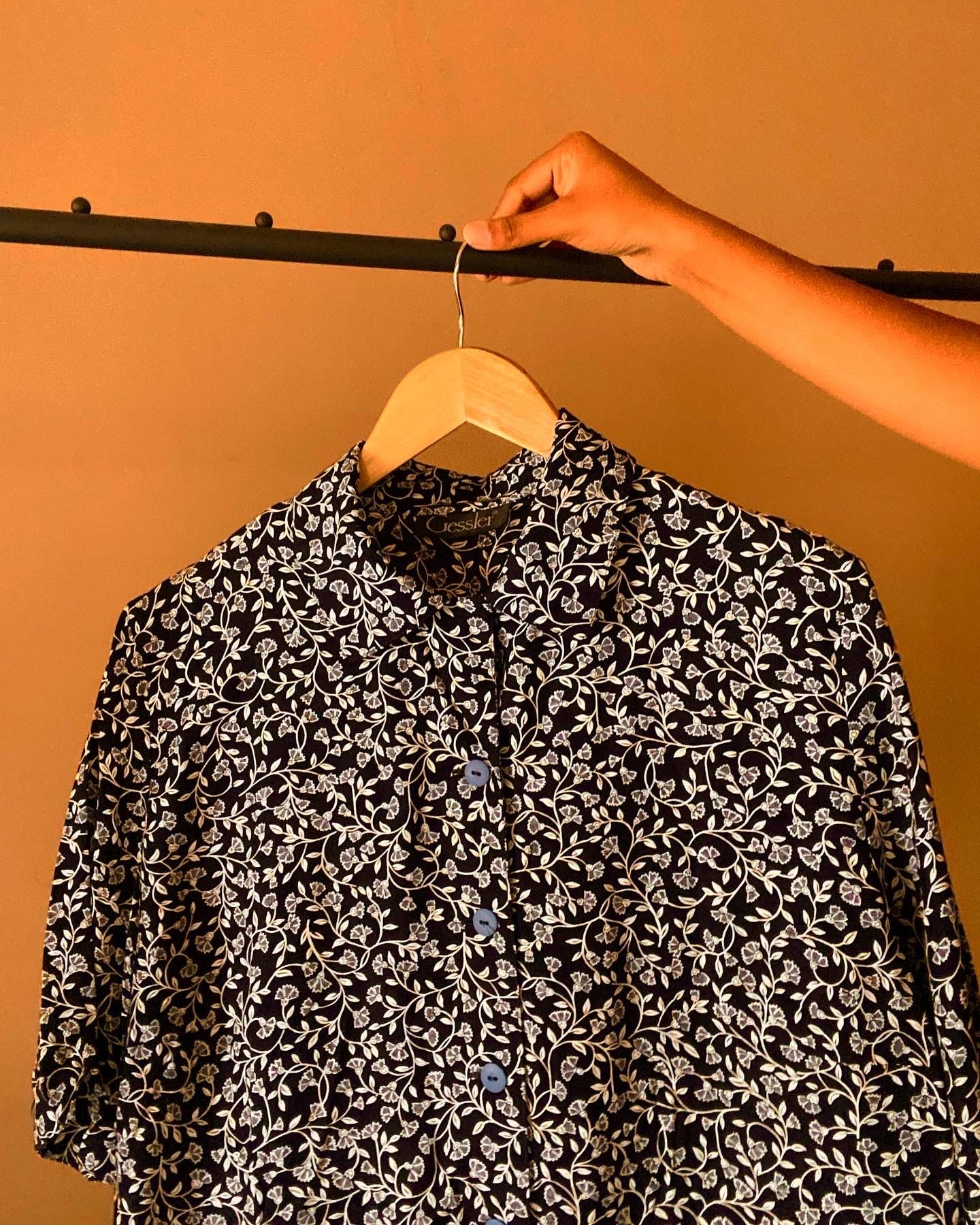 Blue And White Floral Vintage Shirt