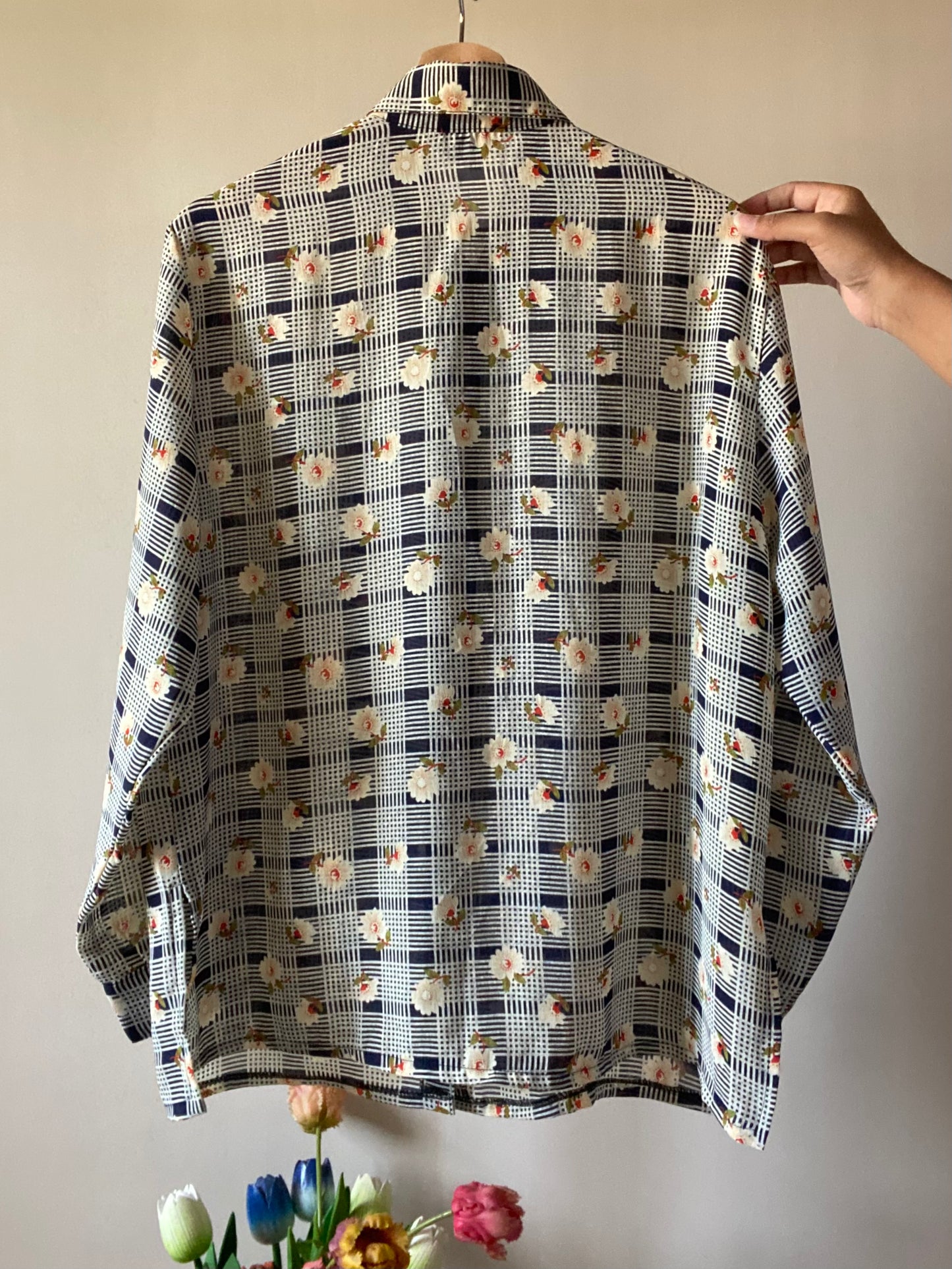 Checked Floral Print Vintage Shirt