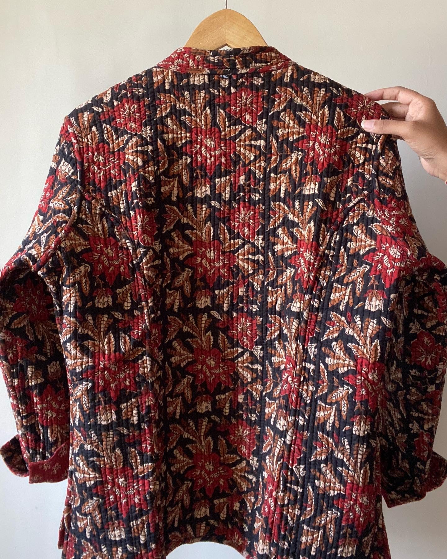 Red Block Print Quilted Jacket