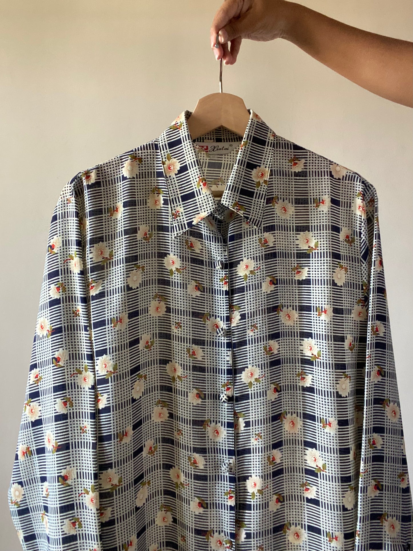 Checked Floral Print Vintage Shirt
