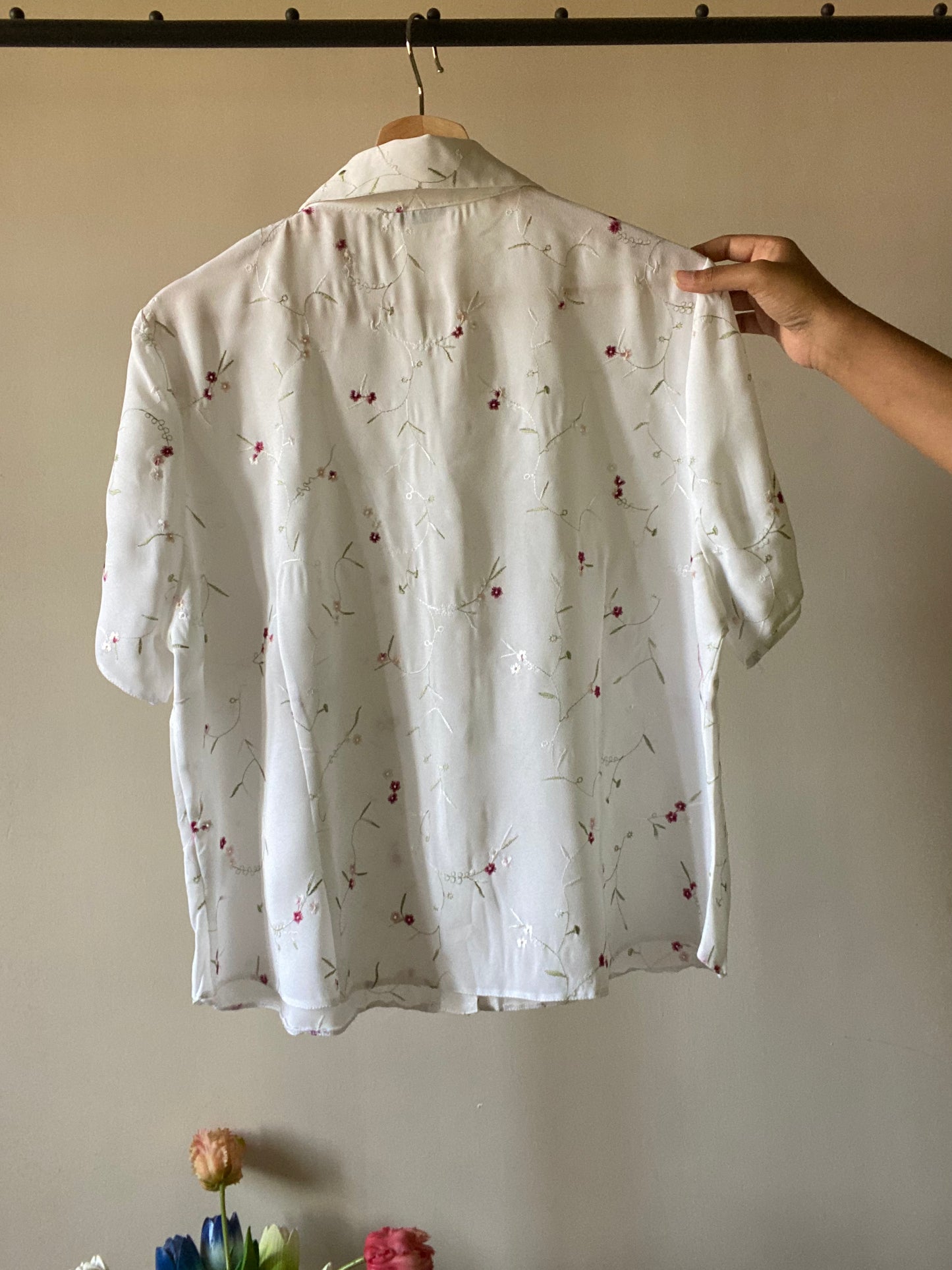 Allover Floral Embroidered Vintage Shirt