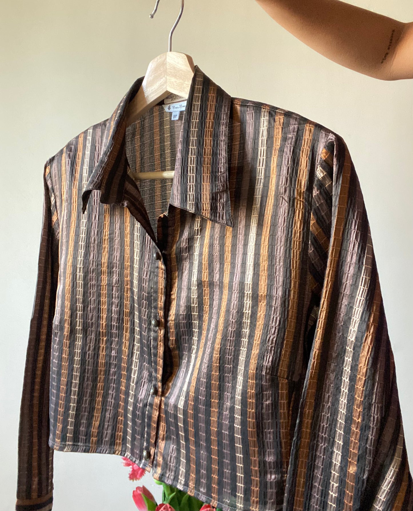 Copper Stripped Vintage Cropped Shirt