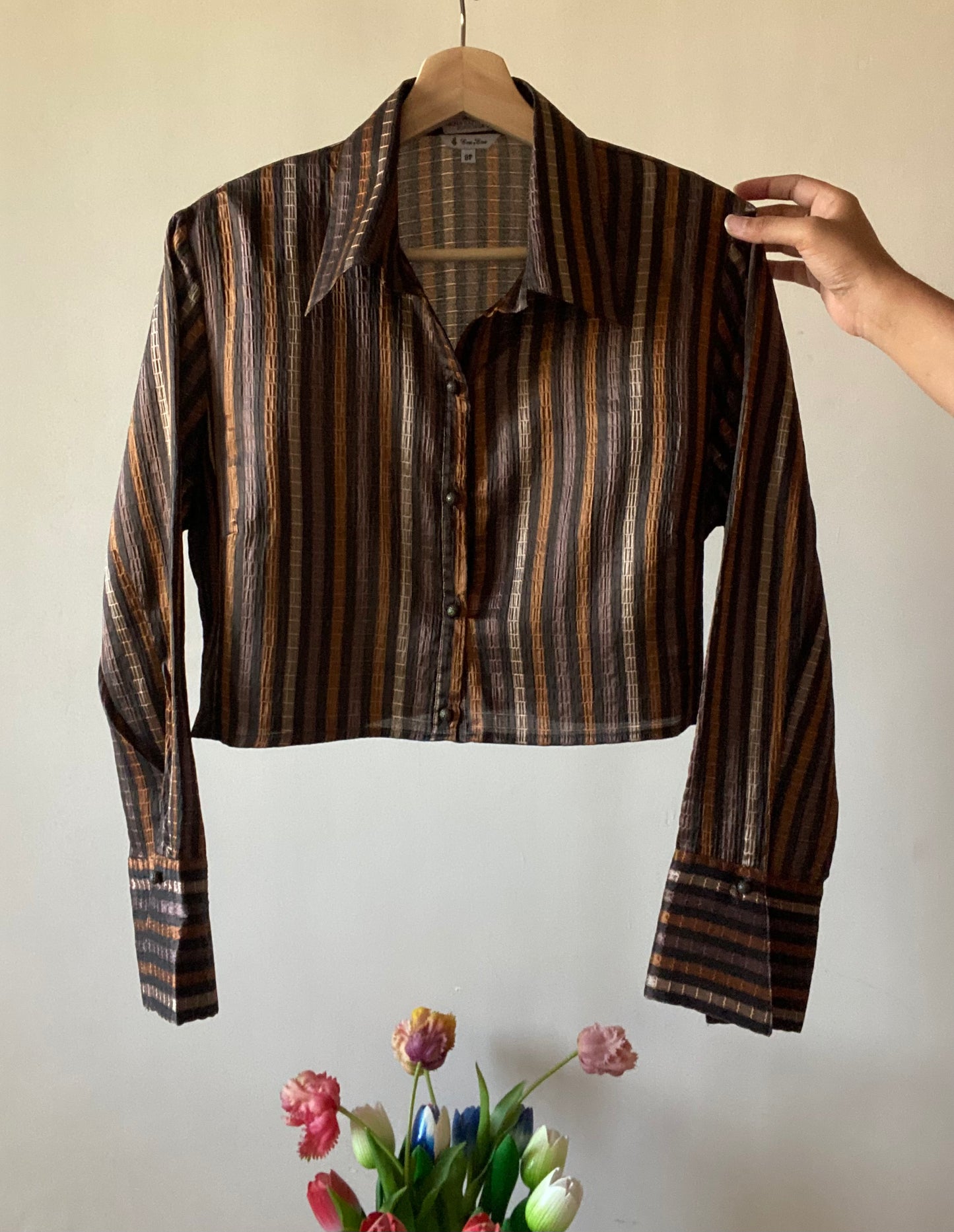 Copper Stripped Vintage Cropped Shirt