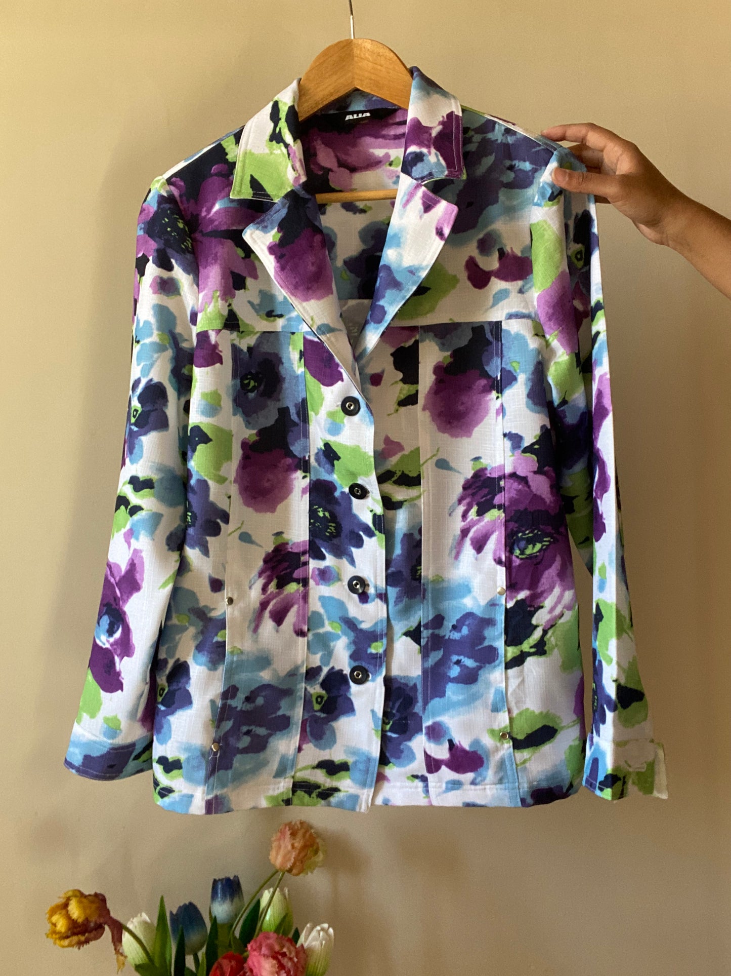 Watercolour Art Floral Print Vintage Shirt