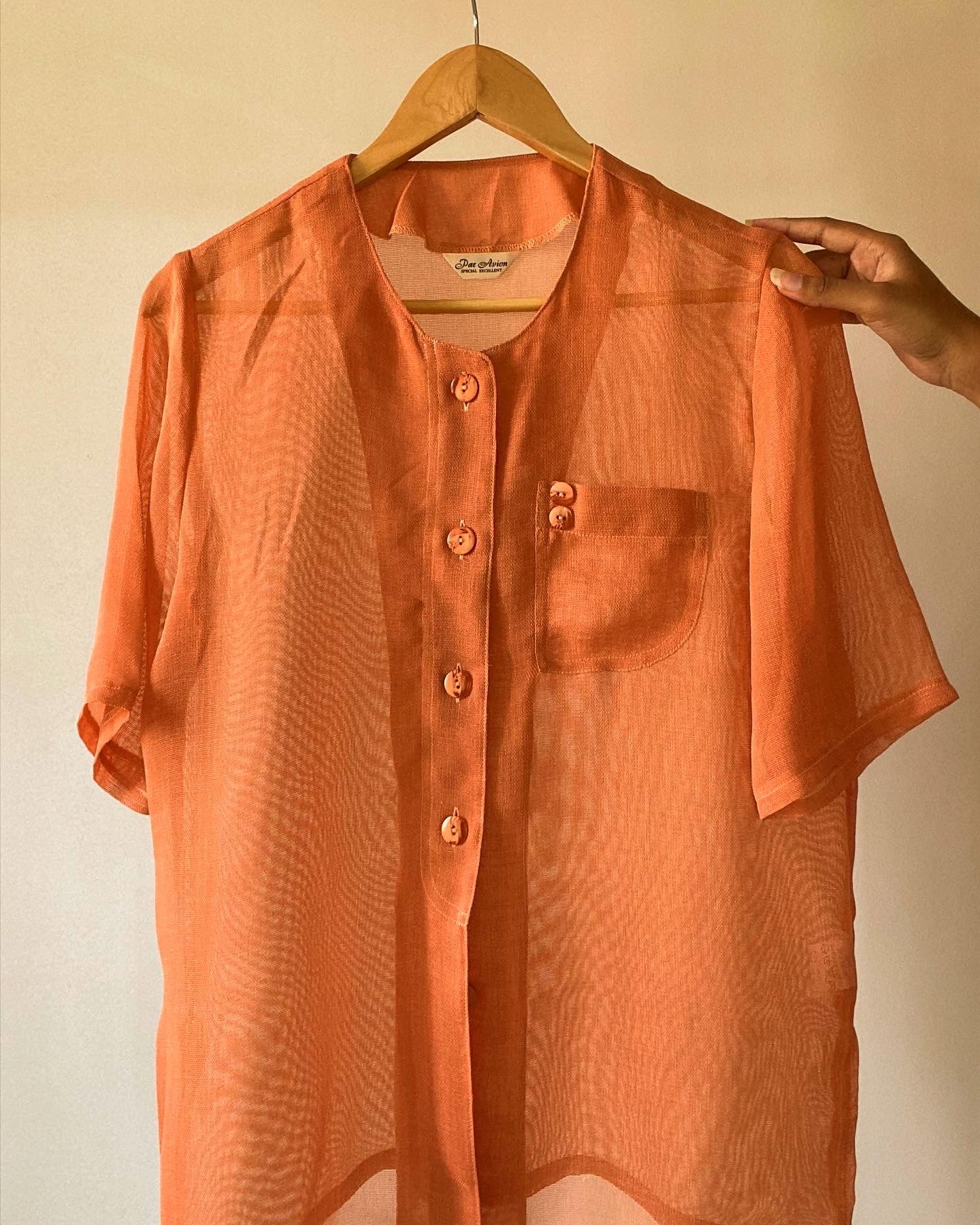 Chic Sheer Orange Vintage Shirt