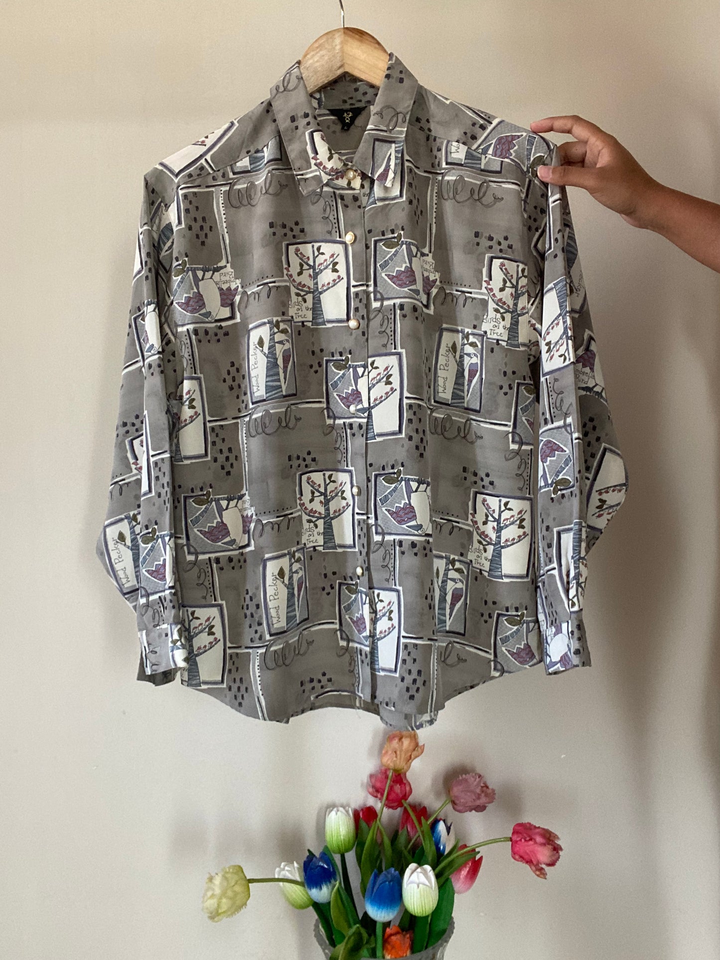 Birdy Tree Artsy Print Vintage Shirt