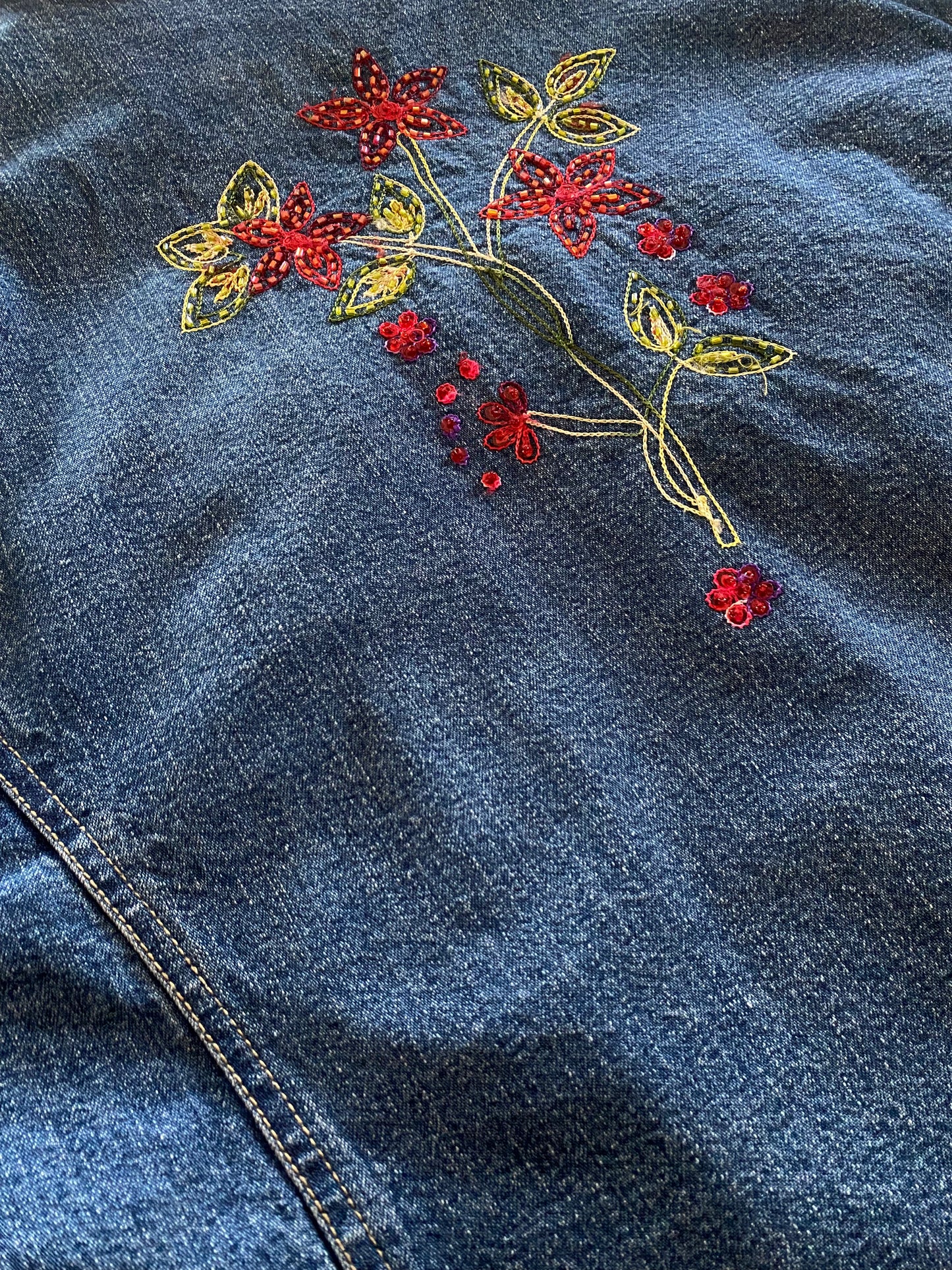 Floral Beaded Denim Vintage Jacket