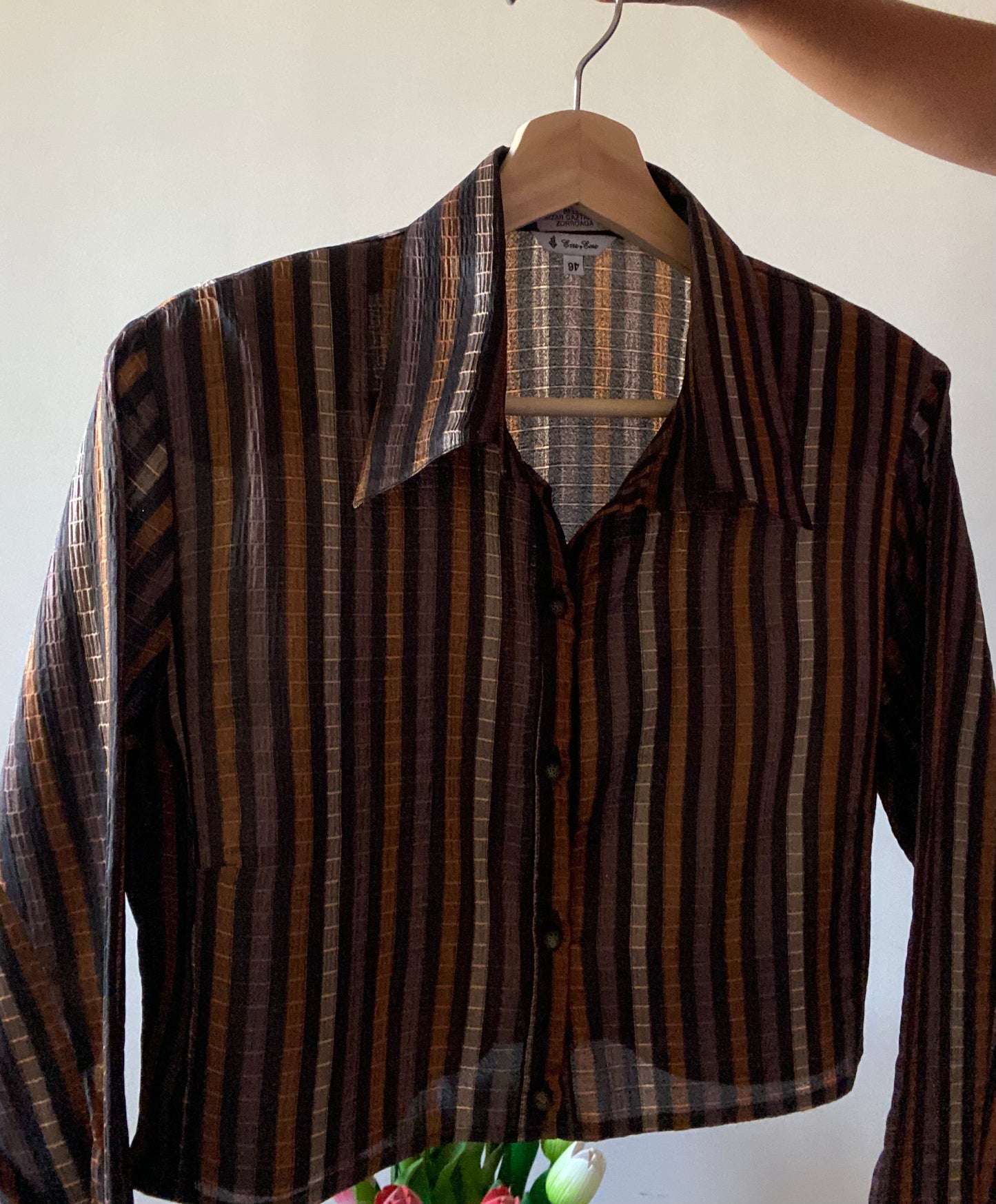 Copper Stripped Vintage Cropped Shirt